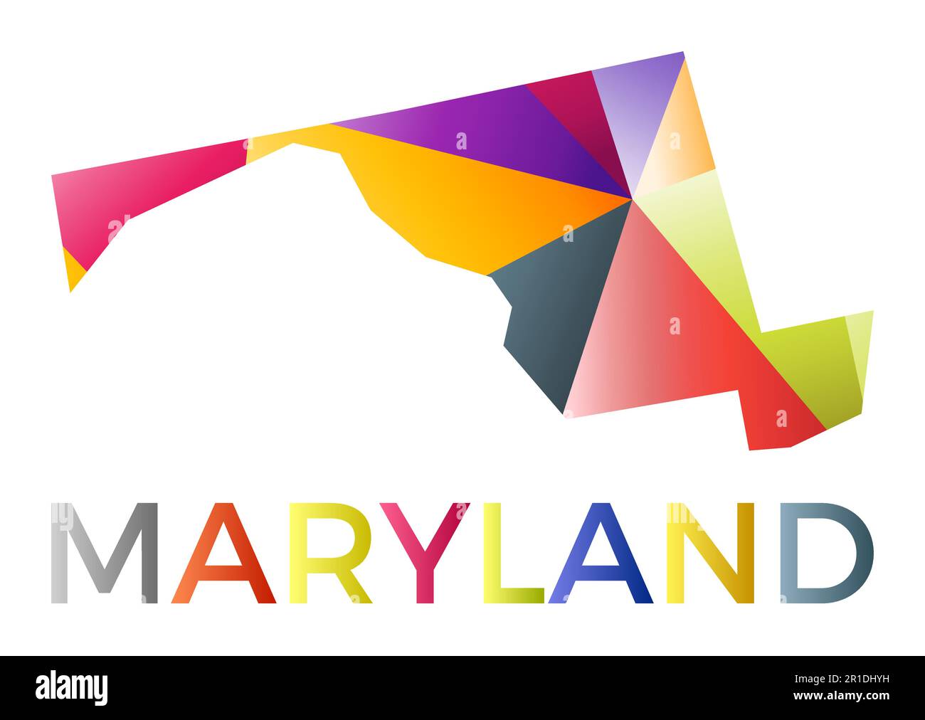 Forme colorée du Maryland. Logo d'état américain de style géométrique multicolore. Design moderne et tendance. Illustration vectorielle moderne. Illustration de Vecteur