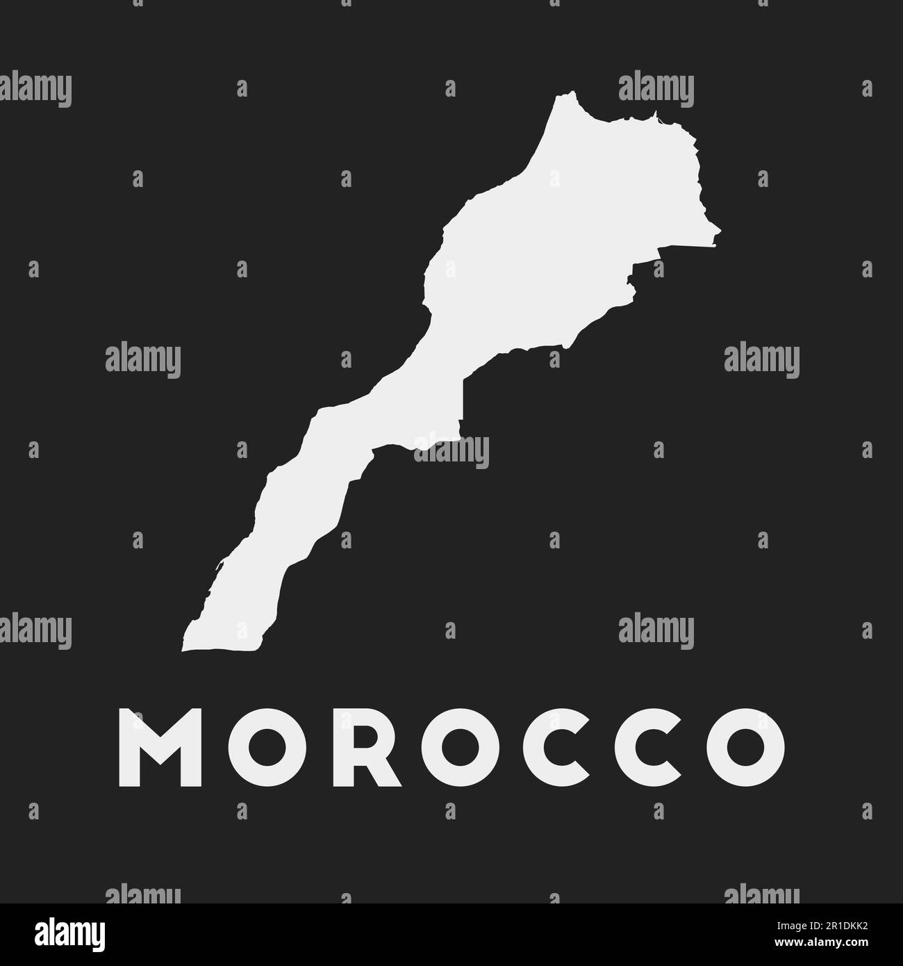 Icône du Maroc. Carte de pays sur fond sombre. Carte du Maroc élégante avec nom de pays. Illustration vectorielle. Illustration de Vecteur