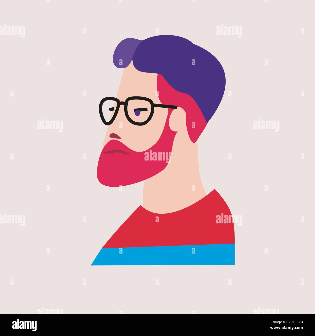 Illustration vectorielle brillante d'un homme avec une barbe et des lunettes Illustration de Vecteur