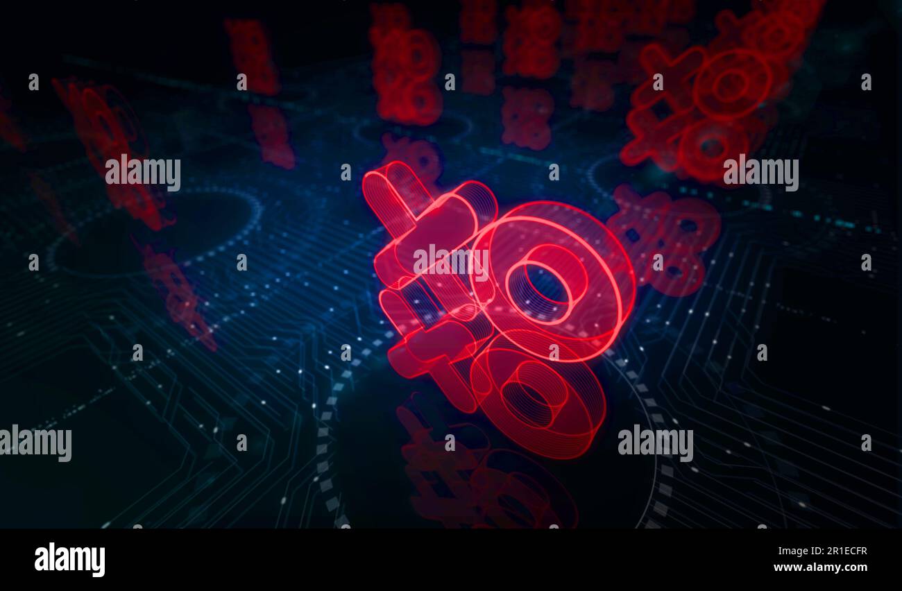 XOXO romantique amour salutation et baiser numérique cyber style symbole concept numérique. Réseau, cybertechnologie et informatique résumé 3D illustr Banque D'Images