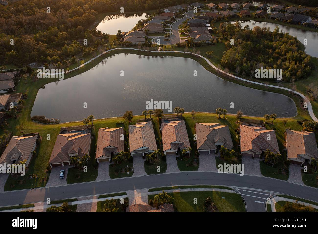 Vues aériennes de la communauté Dell Webb Lakewood Ranch en Floride Banque D'Images