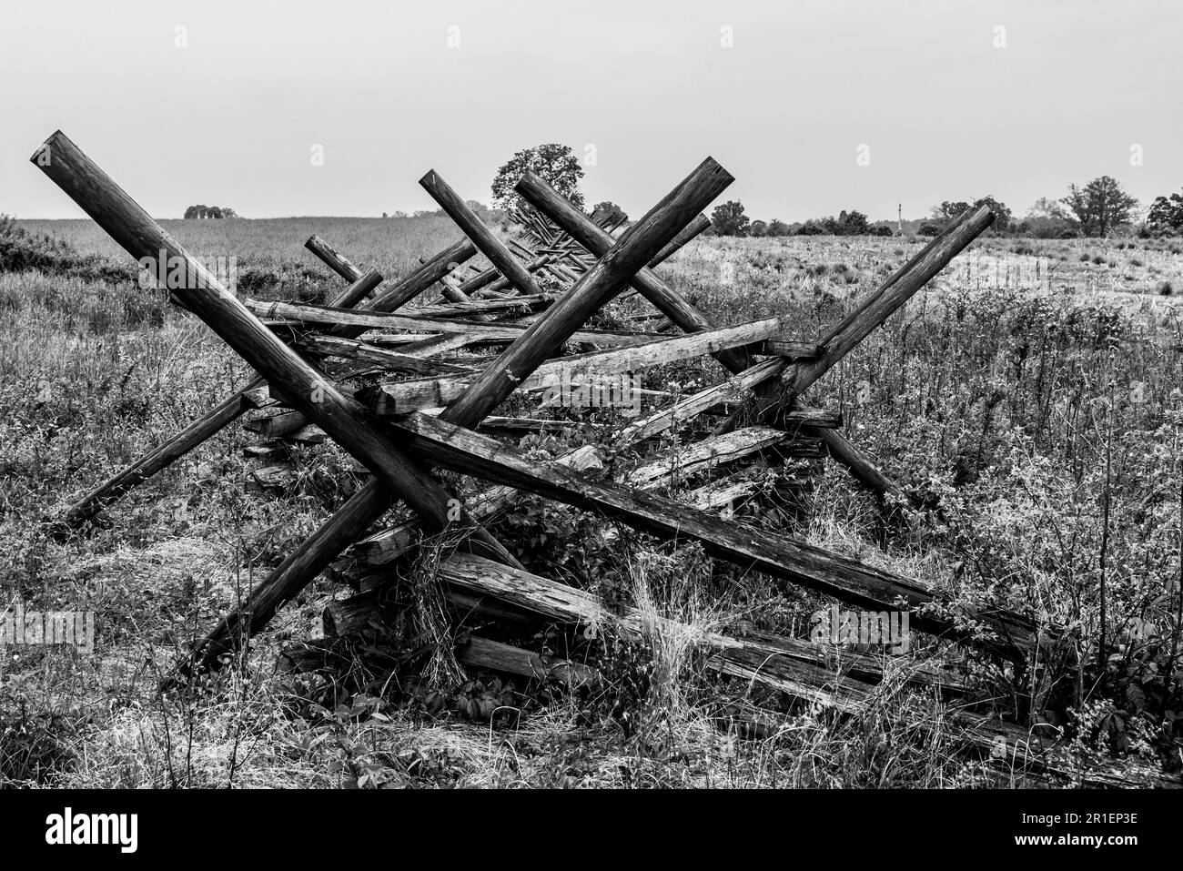 Split Rail Fence sur le champ de bataille de Gettysburg Banque D'Images