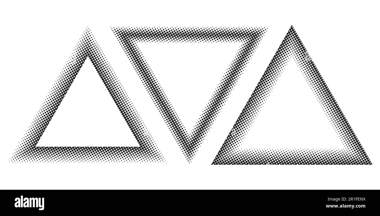 Définissez l'effet de demi-teinte Triangle, modèle vectoriel pour la conception d'un triangle avec les points de demi-teinte de contour Illustration de Vecteur