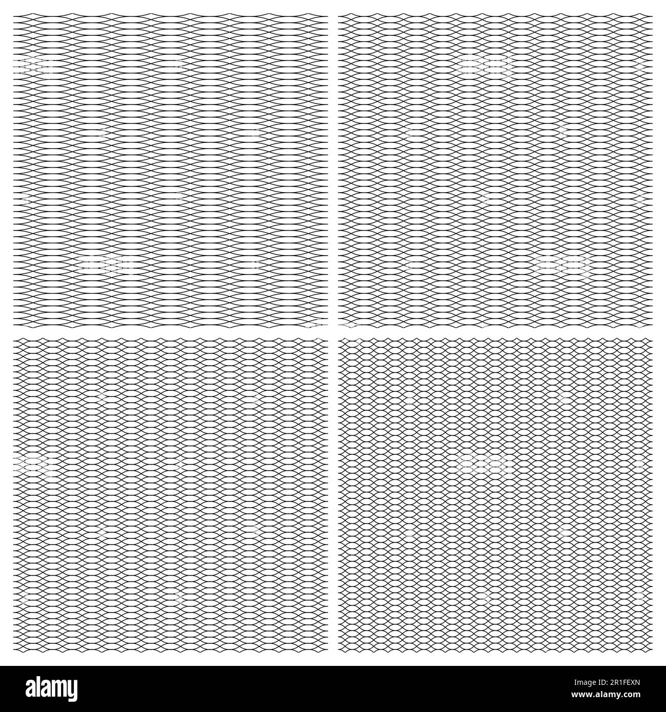 Ensemble sans couture motif guilloche ornement sous la forme d'une grille dense de lignes ondulées, entrelacées, le vecteur pour la protection contre la falsification Illustration de Vecteur