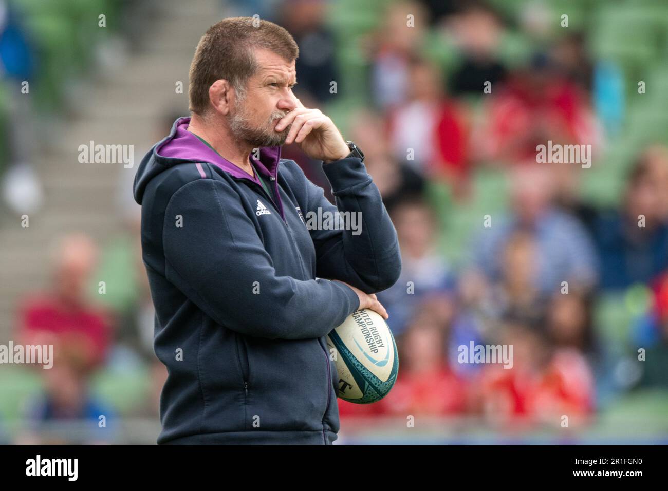 Dublin, Irlande. 13th mai 2023. Graham Rowntree, entraîneur de Munster Head, lors du match de demi-finale du championnat de rugby Uni entre le rugby de Leinster et le rugby de Munster au stade Aviva de Dublin, en Irlande, sur 13 mai 2023 (photo par Andrew SURMA/ Credit: SIPA USA/Alay Live News Banque D'Images