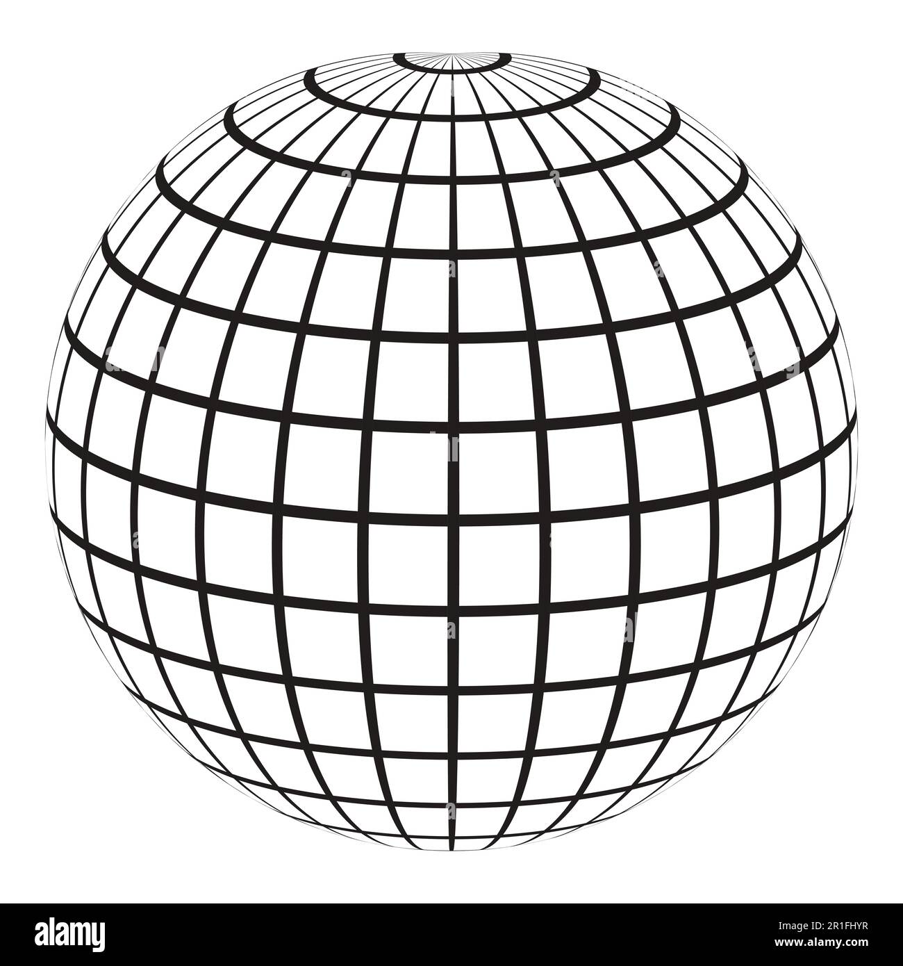 3D globe avec une grille de coordonnées Meridian et parallèle Illustration de Vecteur