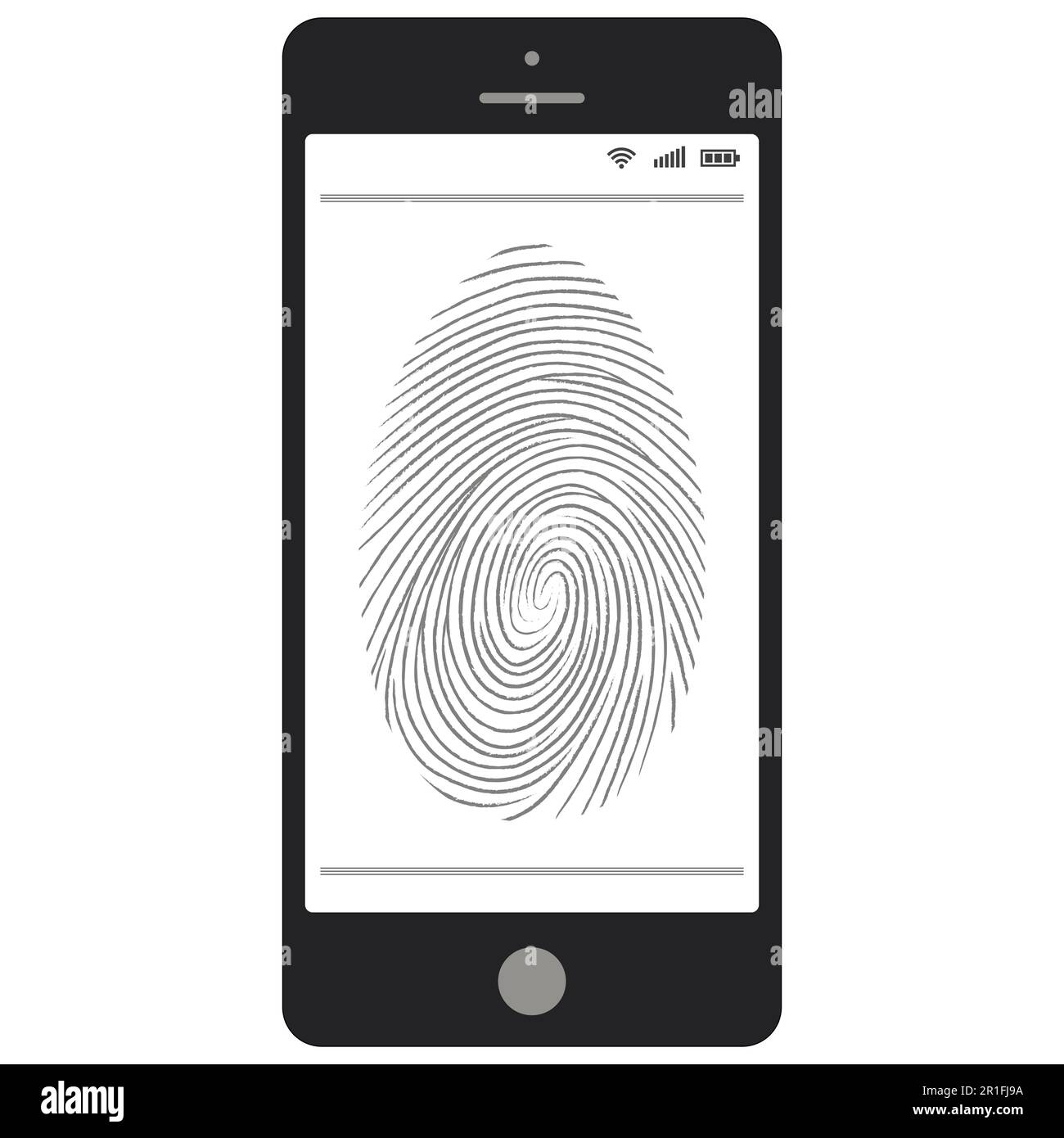 numérisation de l'empreinte digitale sur le téléphone portable Illustration de Vecteur