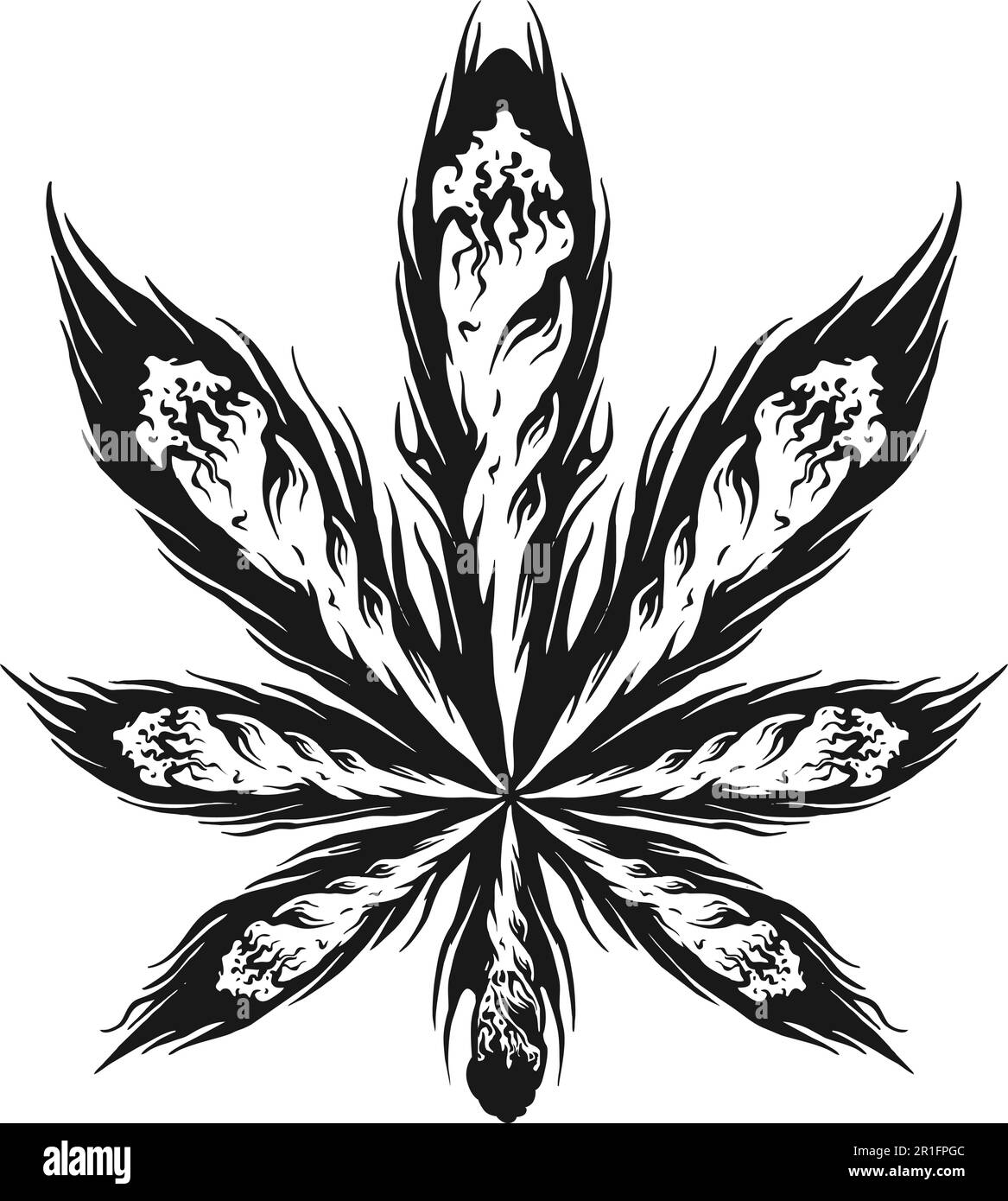 Feuille de cannabis plante commune fumer herbe ornement logo illustrations silhouette vecteur illustrations pour votre travail logo, marchandise t-shirt, autocollants a Illustration de Vecteur