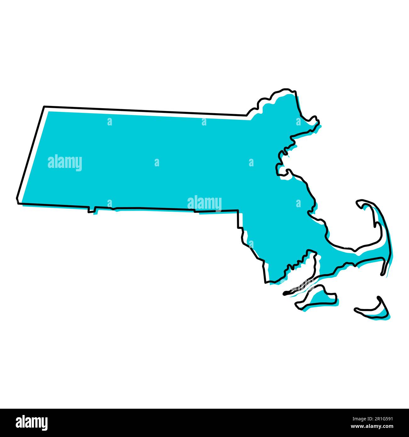 Forme de carte du Massachusetts, états-unis d'amérique. Illustration vectorielle de symbole d'icône de concept plat . Illustration de Vecteur