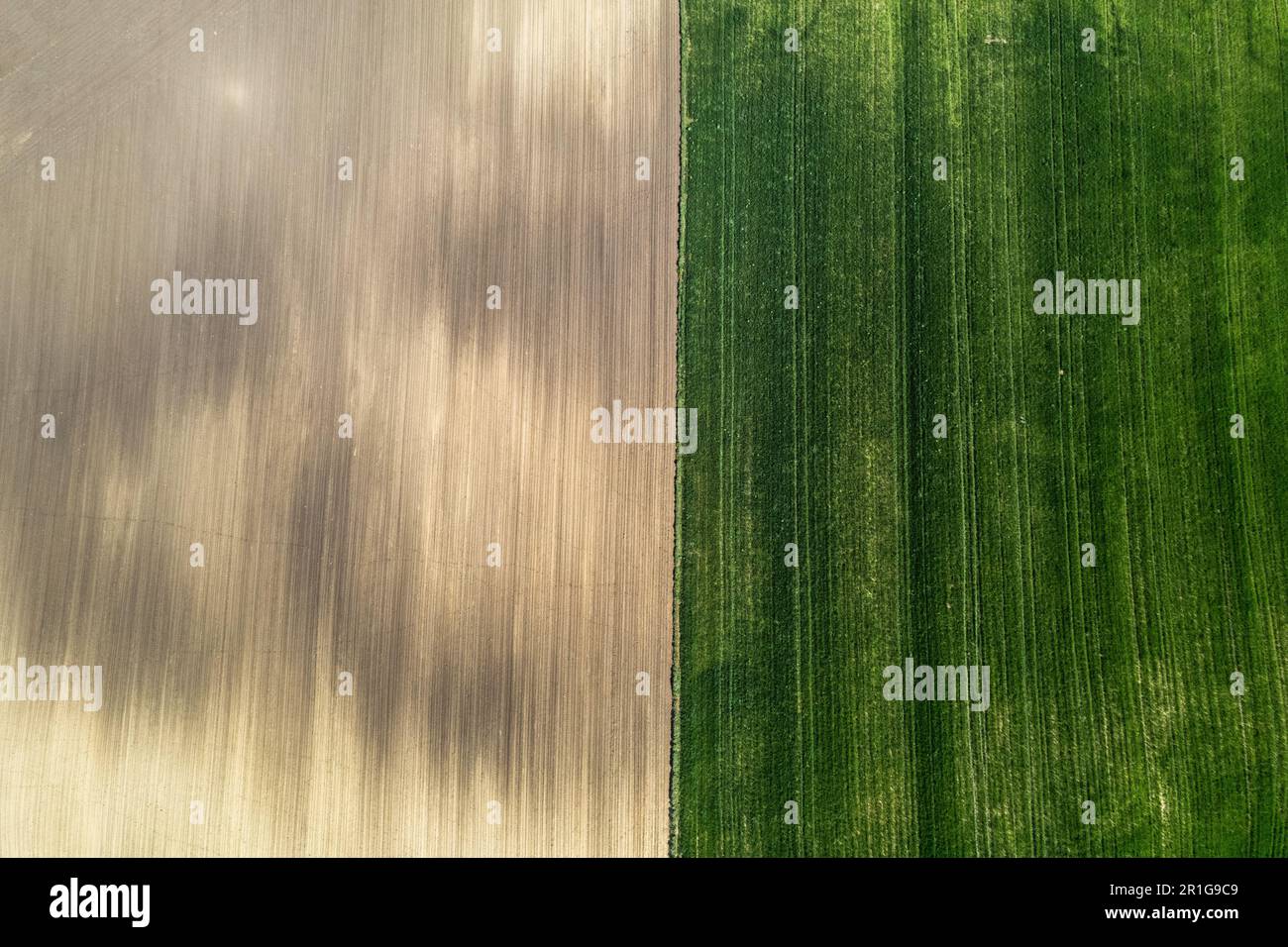 Terres agricoles colorées et campagne pittoresque. Vue du Drone aérien Banque D'Images