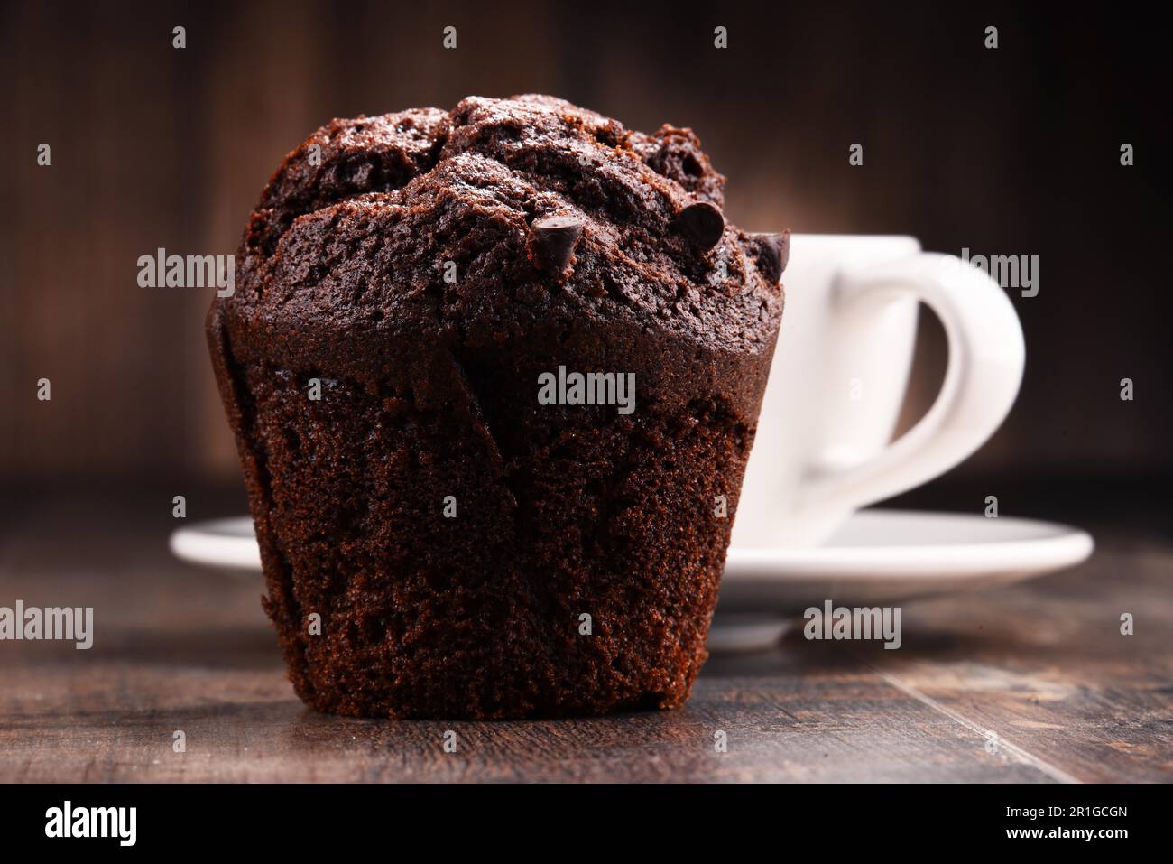 Composition avec tasse de café et muffin Banque D'Images