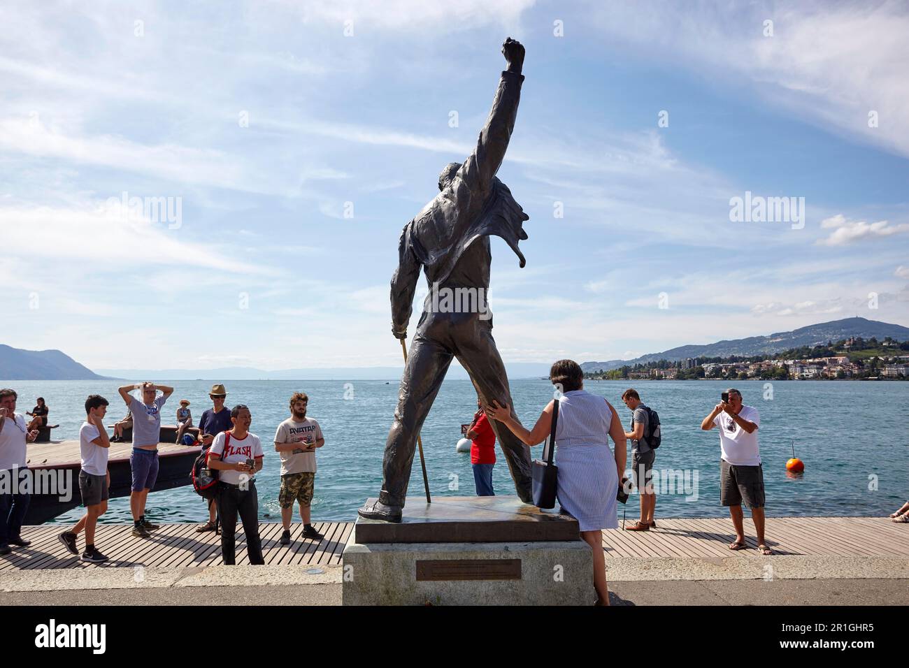 Statue de Freddie Mercury à Montreux, Lac Léman, Canton de Vaud, Suisse Banque D'Images