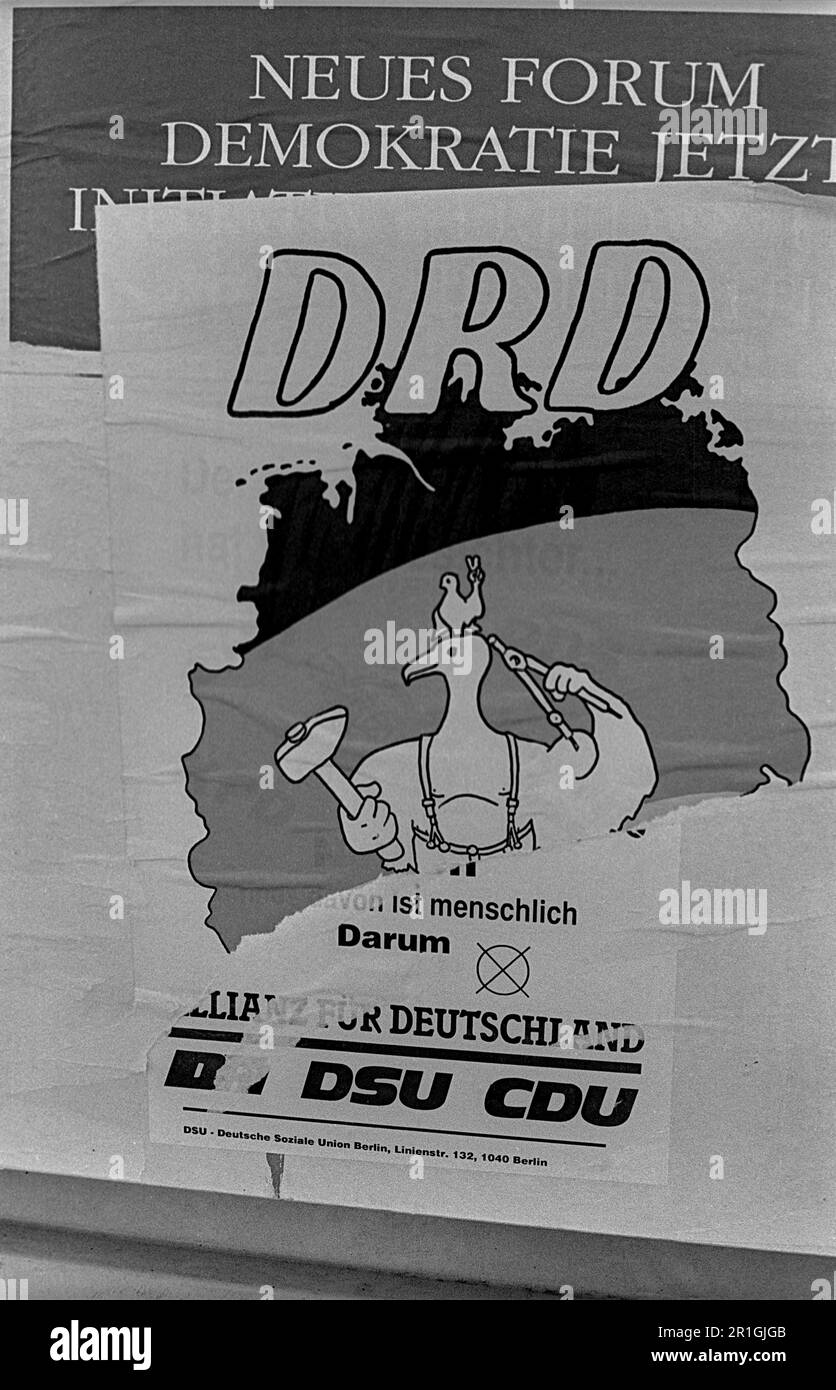 GDR, Berlin, 16.03.1990, affiche électorale, DRD, Nouveau Forum, démocratie maintenant, DSU Banque D'Images