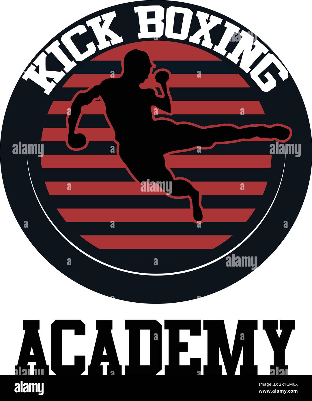 Ce modèle de logo Kick Boxing Academy est parfait pour les académies des arts martiaux, les clubs de boxe et les centres de fitness qui offrent des cours de kickboxing. Illustration de Vecteur