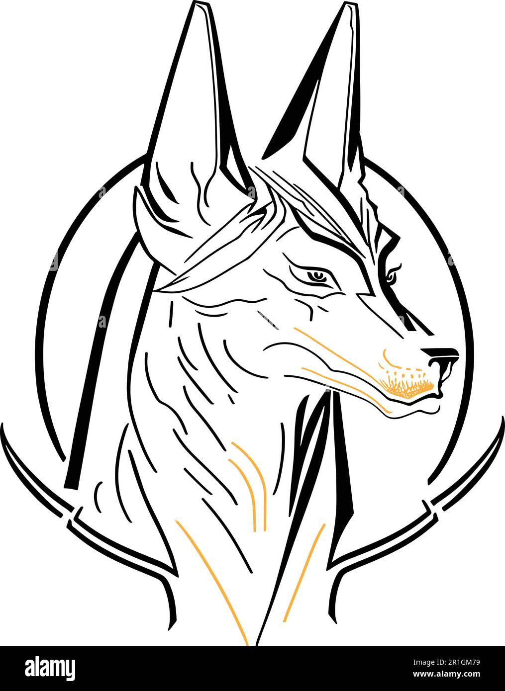 Le modèle de logo de tête Anubis est un fichier vectoriel qui présente un design puissant et emblématique de l'ancienne divinité égyptienne, Anubis. Illustration de Vecteur