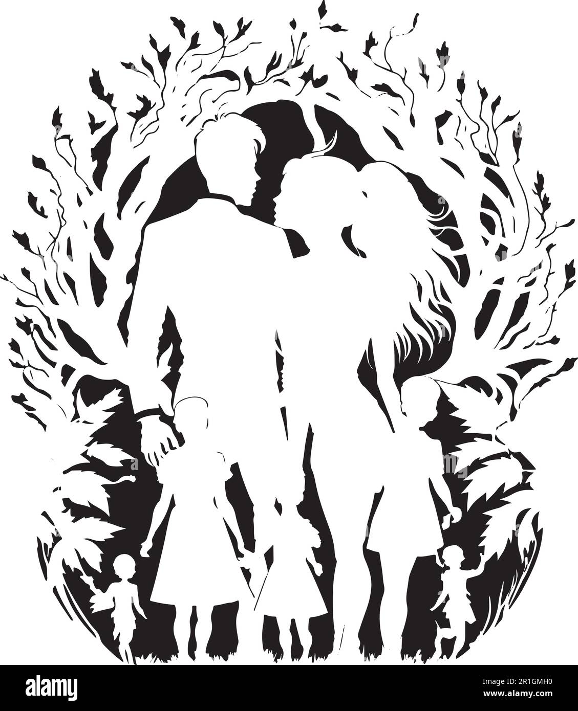 Motif tatouage familial avec arbre et fichier vectoriel pour enfants Illustration de Vecteur