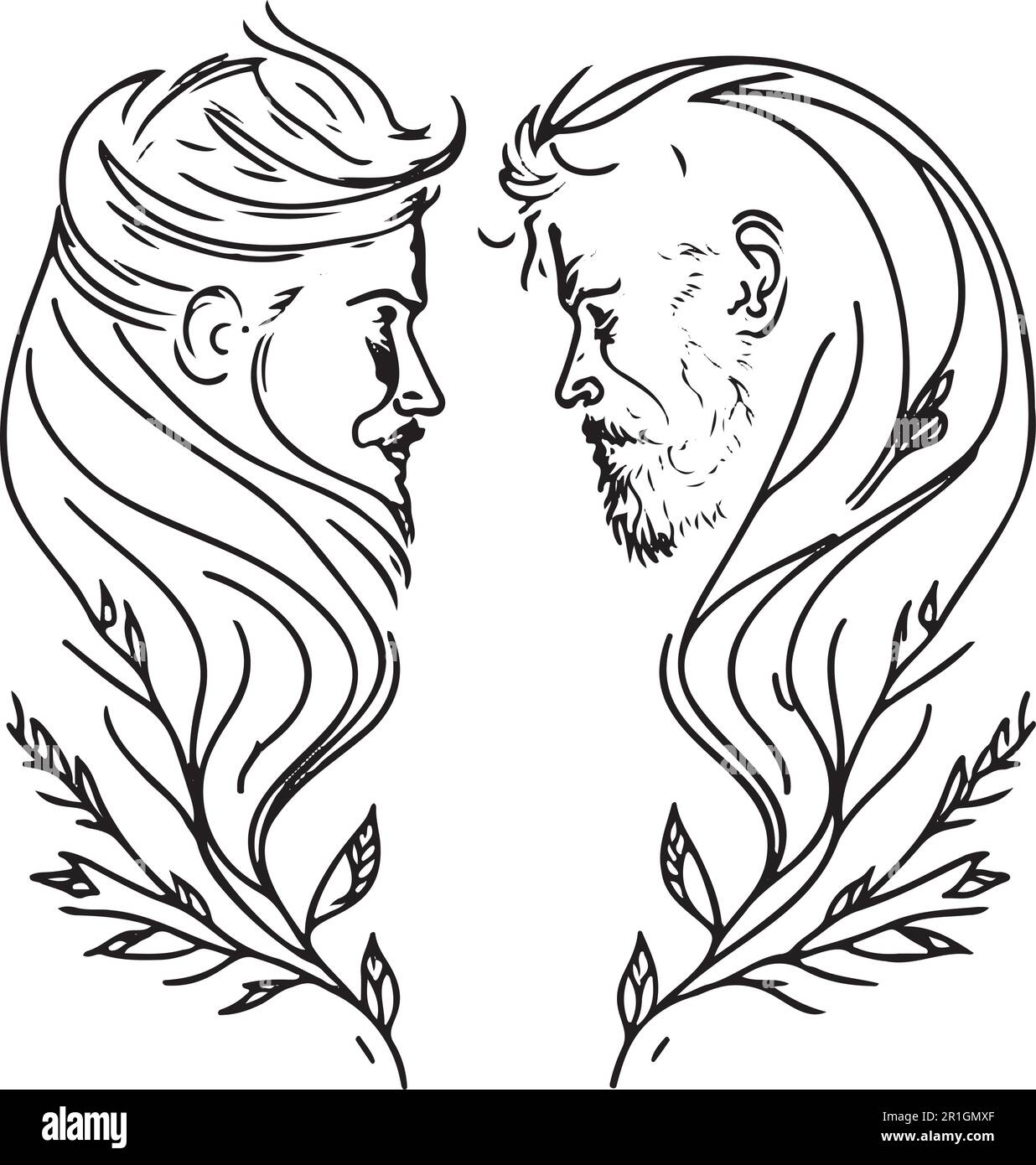 Père et son tête à tête Tattoo Design Idea Vector File Illustration de Vecteur