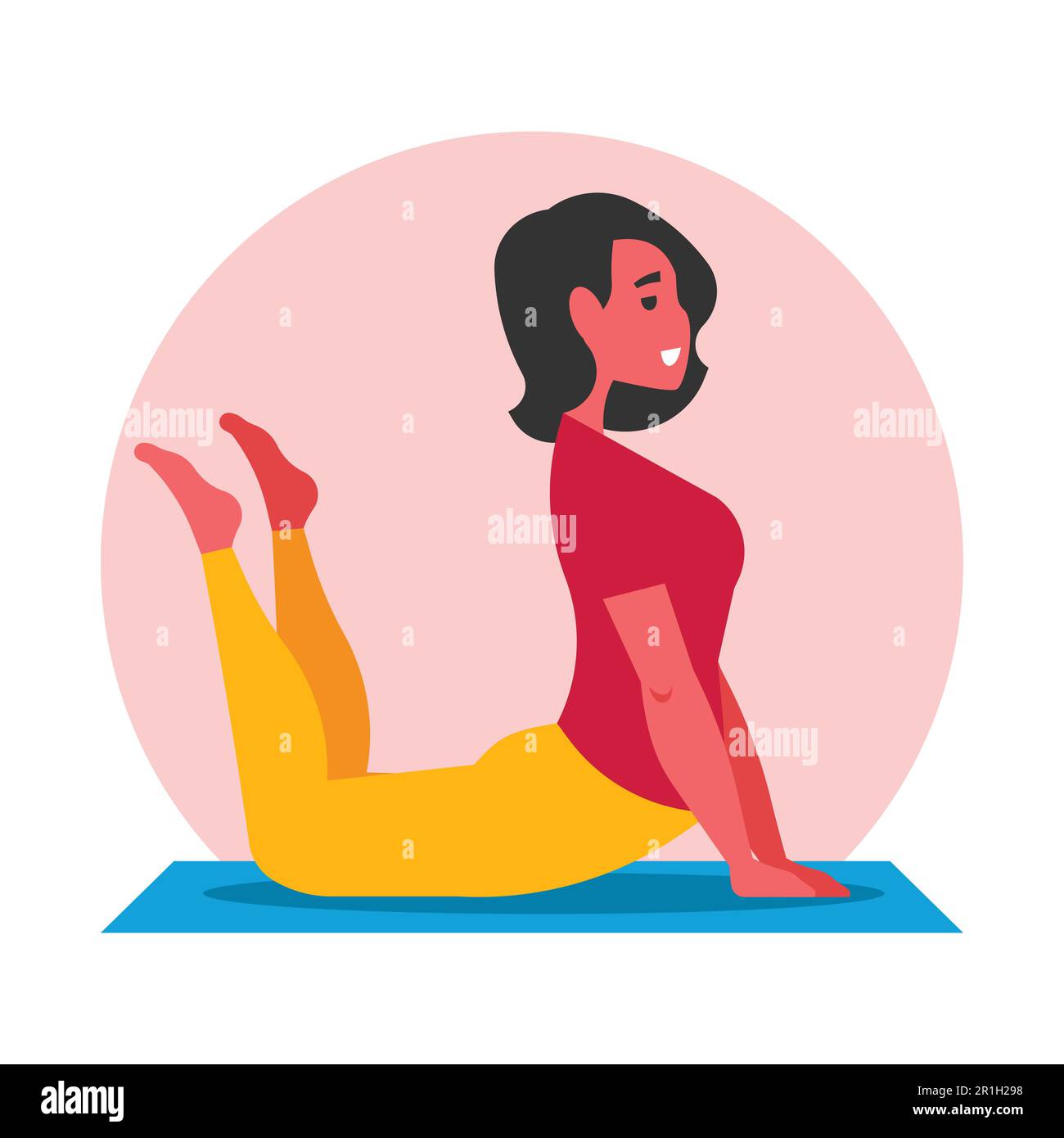 Femme pratiquant le yoga vecteur illustration dans le style de dessin animé plat yoga pose Illustration de Vecteur
