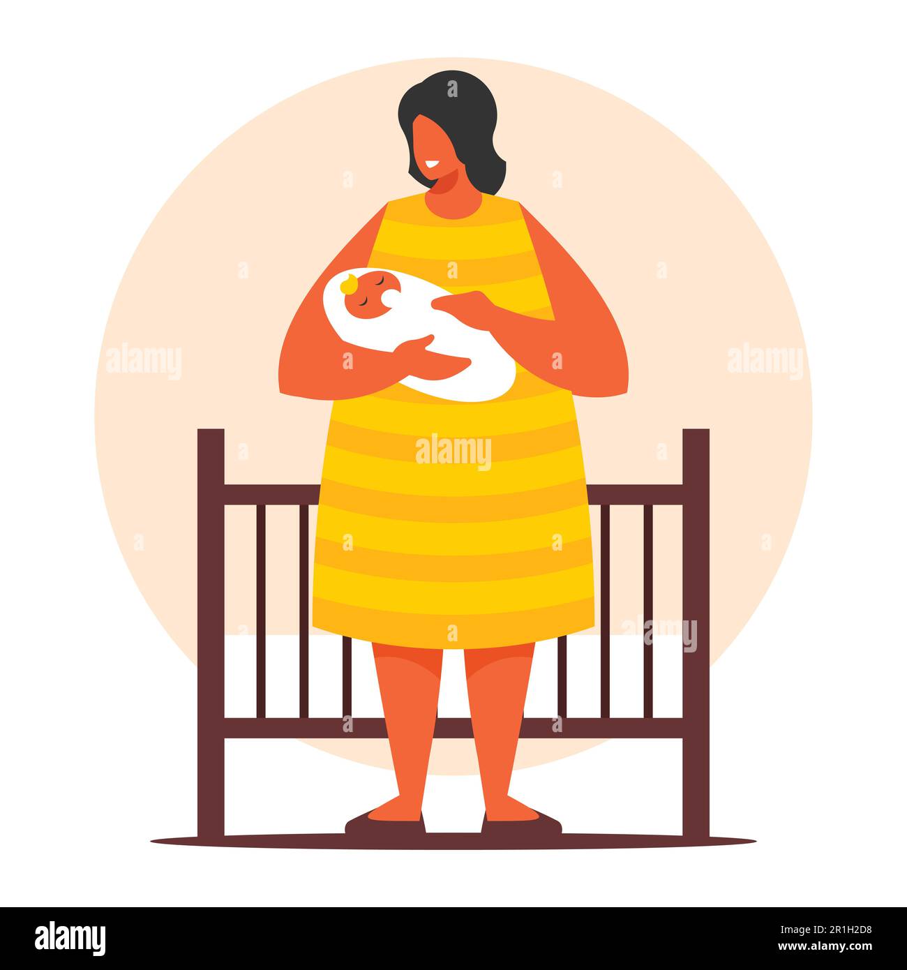 Femme enceinte avec un bébé dans ses bras Illustration vectorielle plate Illustration de Vecteur