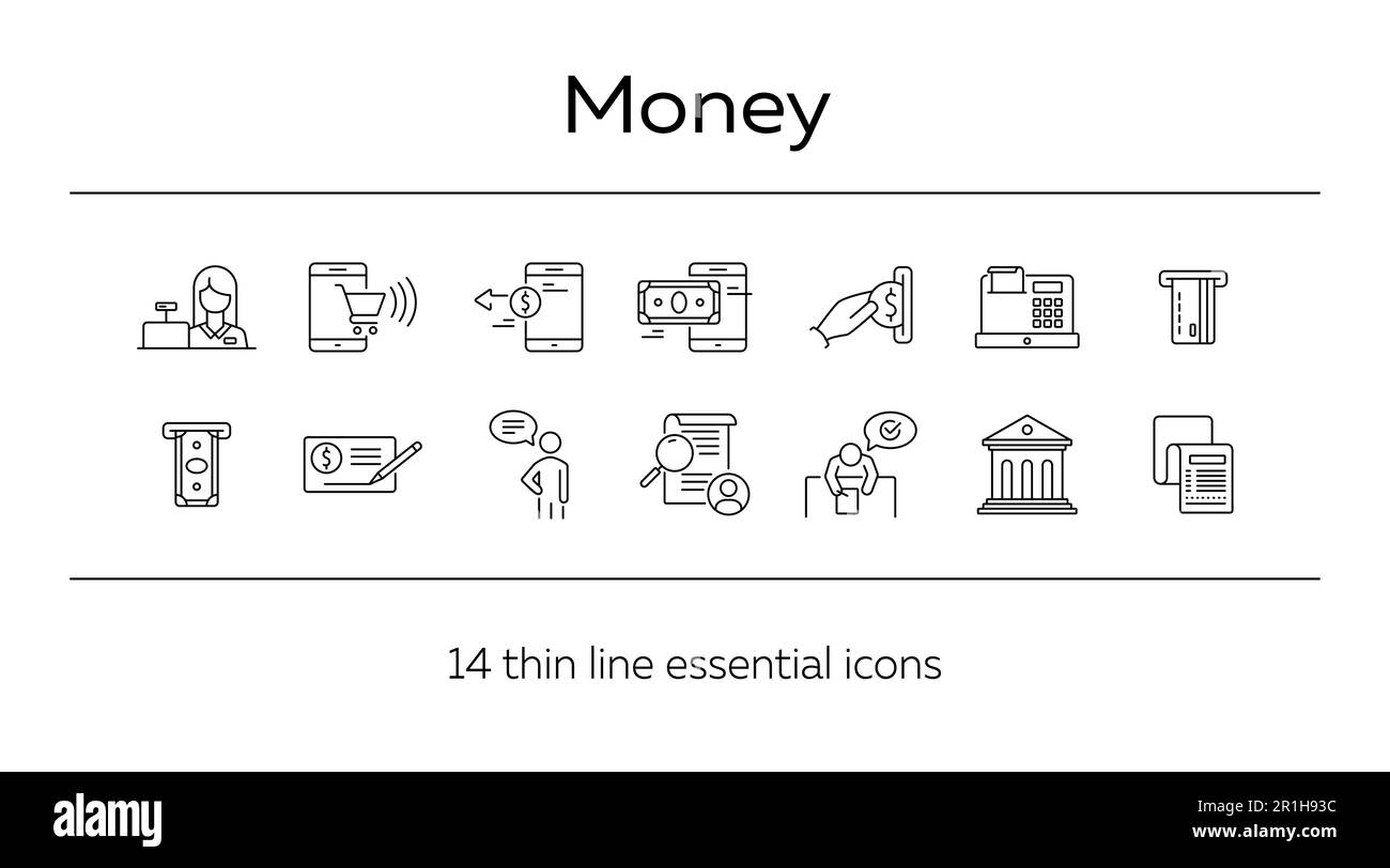 Icônes de l’argent Illustration de Vecteur