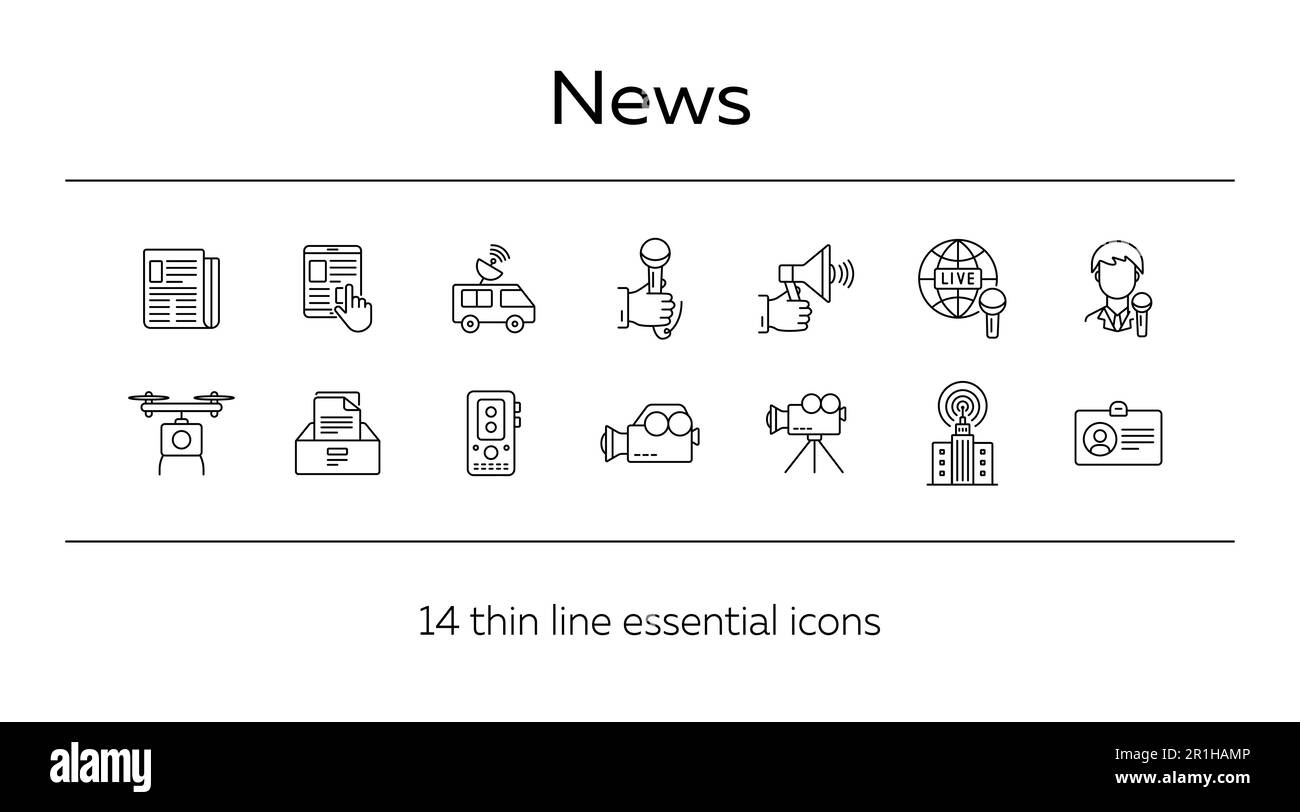 Icônes d'actualités Illustration de Vecteur