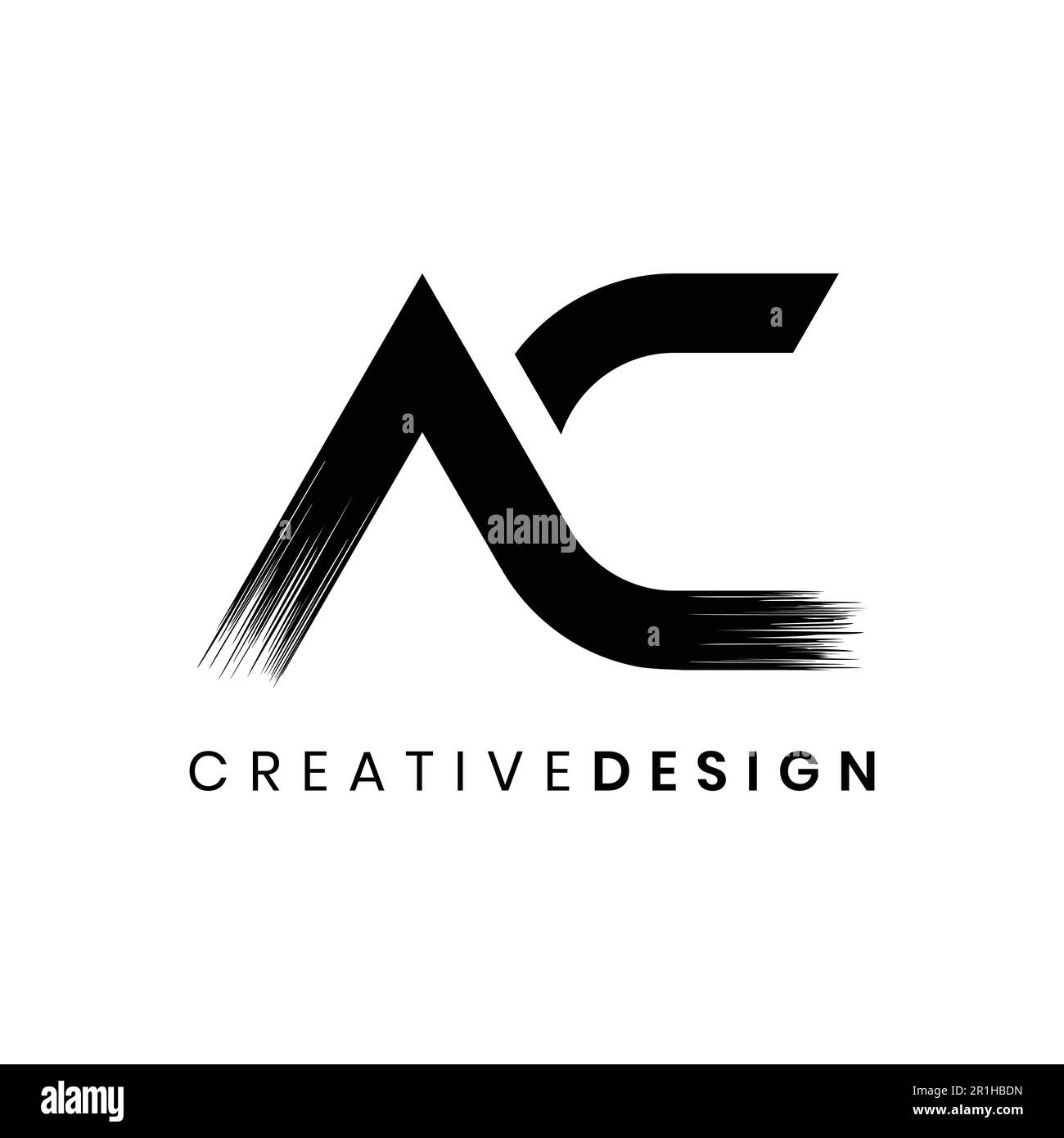 Design moderne avec logo AC de lettre avec texture de trait de pinceau Illustration de Vecteur