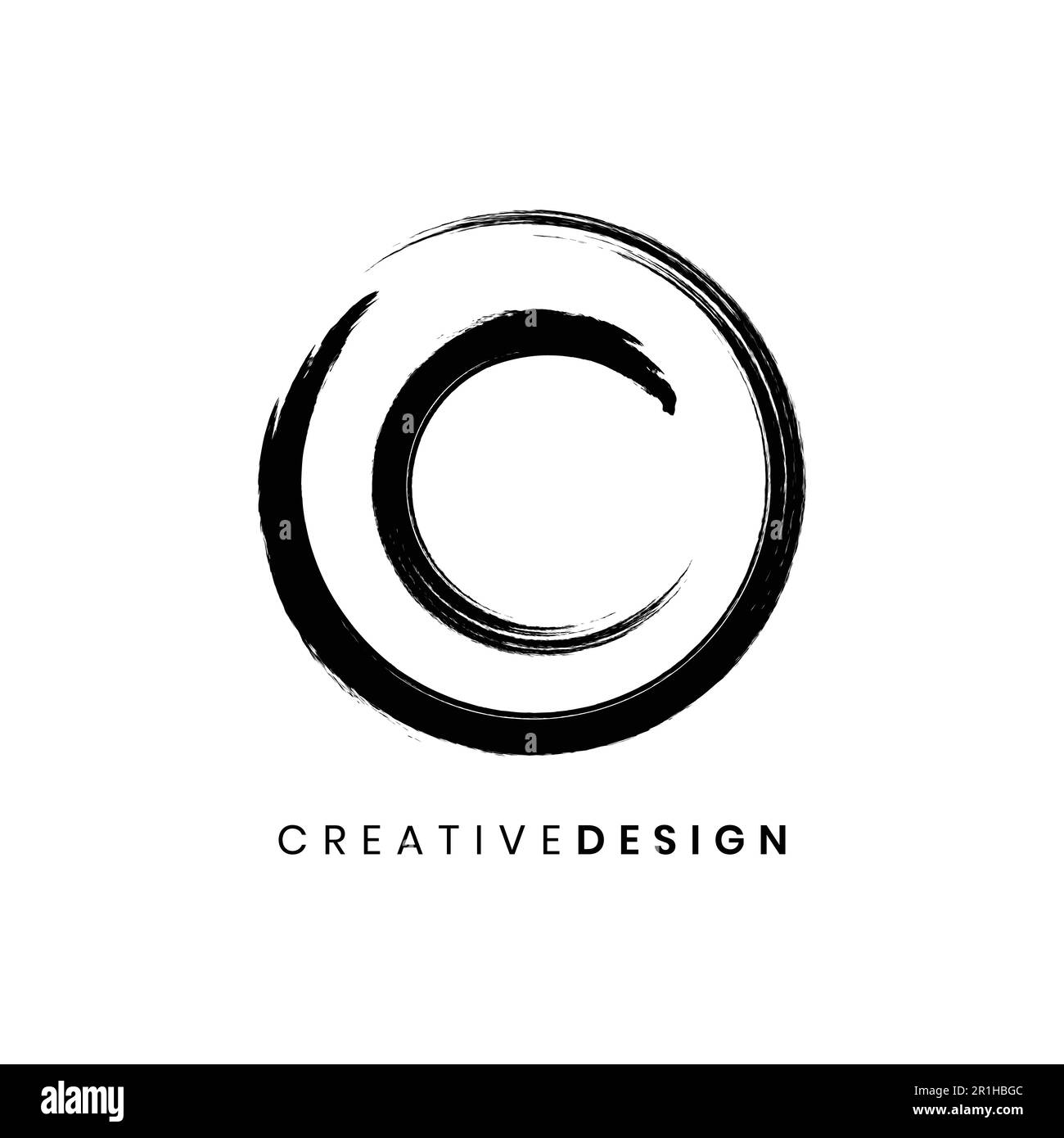 Design créatif avec logo C dessiné à la main et vectorisation noire des traits de pinceau Illustration de Vecteur