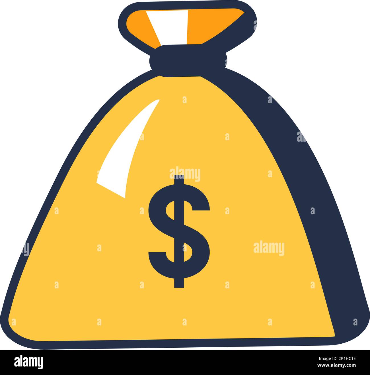 Espèces monnaie américaine pièces et billets dans un sac de banque en tissu or dense. Symbole de la richesse et de la prospérité du luxe. Investissement dans l'épargne. Sortie de dessin animé simple Illustration de Vecteur