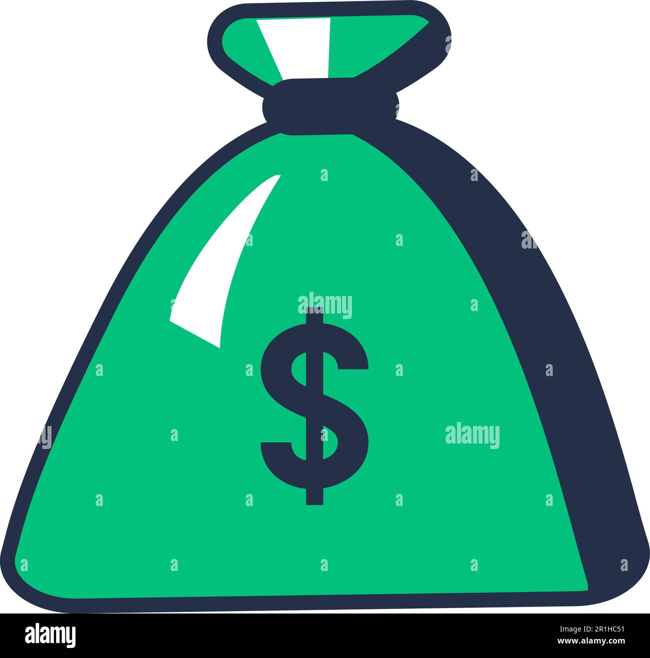 Espèces monnaie américaine pièces et billets dans un sac de banque en tissu dense. Investissement dans l'épargne. Symbole de la richesse et de la prospérité du luxe. Dessin animé simple v Illustration de Vecteur