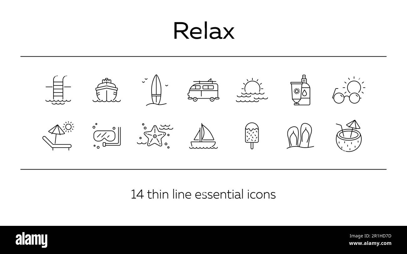 Ensemble d'icônes de ligne de détente Illustration de Vecteur