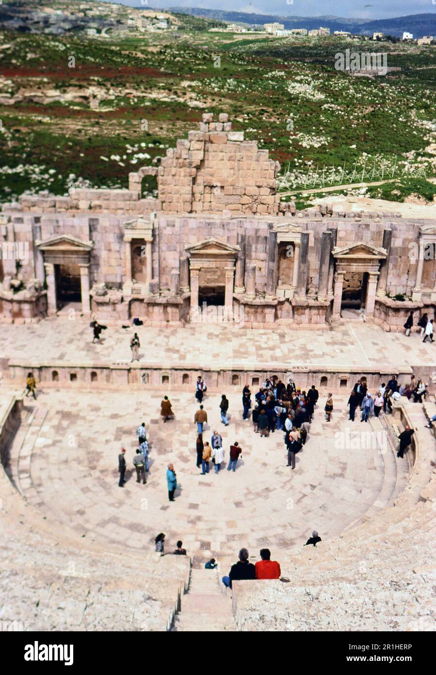 Jordanie: Jerash, site historique ancien près d'Amman; Amphithéâtre. Photo de Joan Iaconetti ca. 1995-1999 Banque D'Images