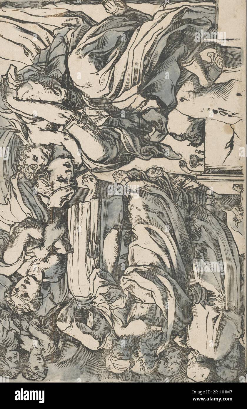 Histoire du prophète Moïse, Moïse brise les tablettes de la Loi, 1590, une reproduction historique, restaurée numériquement à partir d'un original de 18th ou 19th siècle Banque D'Images