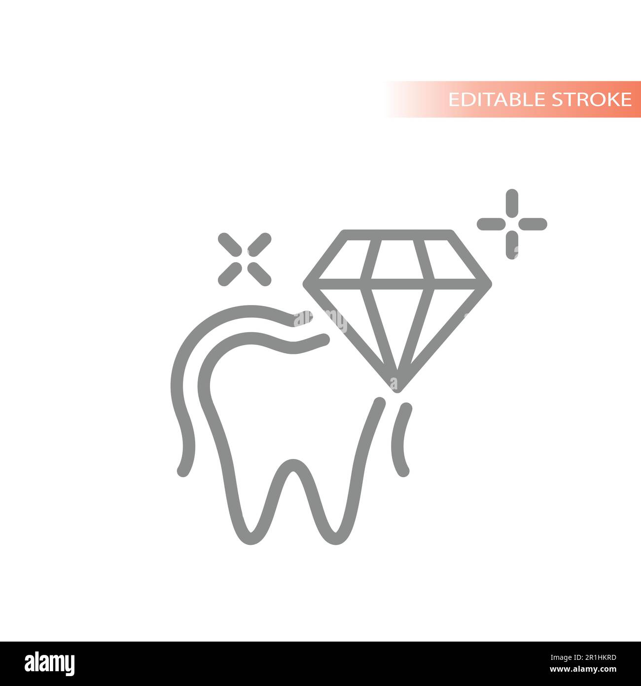 Dent brillante et étincelante avec icône en forme de losange vectoriel. Symbole de contour des dents blanches sain. Illustration de Vecteur