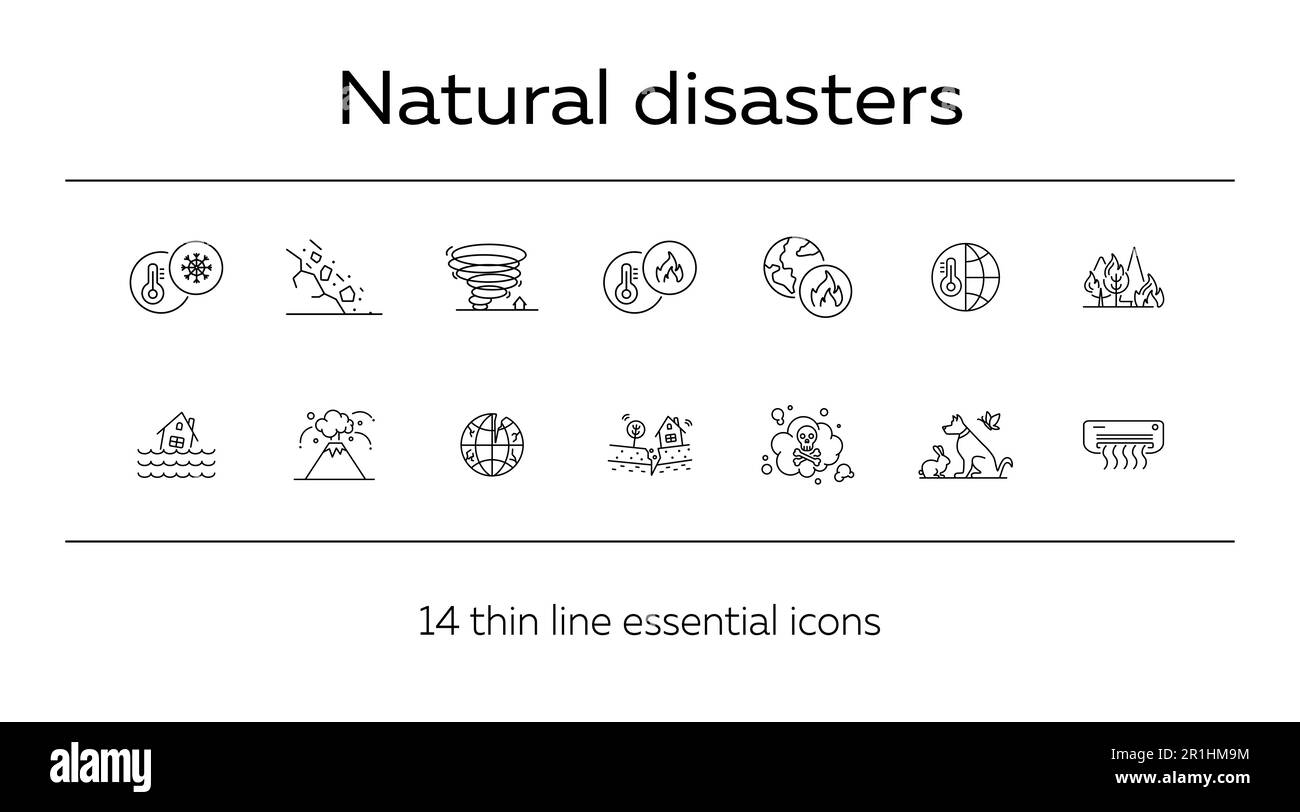 Icônes de catastrophes naturelles Illustration de Vecteur