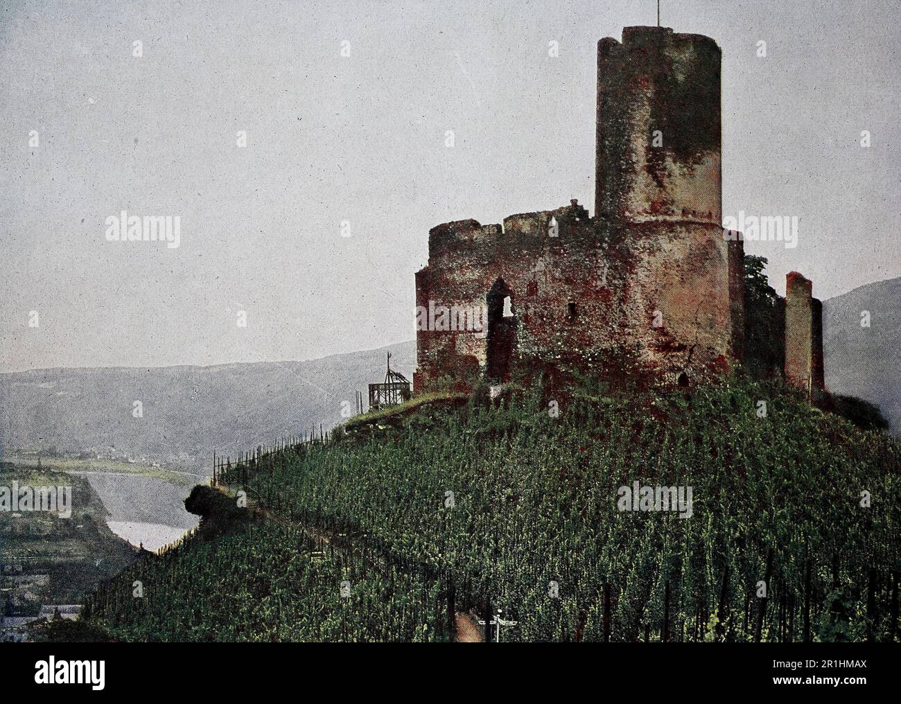 Burg Landshut BEI Bernkastel an der Mosel im Jahre 1910, Rheinland-Pfalz, Deutschland, Fotografie, digital restaurierte Reproduktion einer Originalvorlage aus dem frühen 20. Jahrhundert, genaues Originaldatum nicht bekannt Banque D'Images