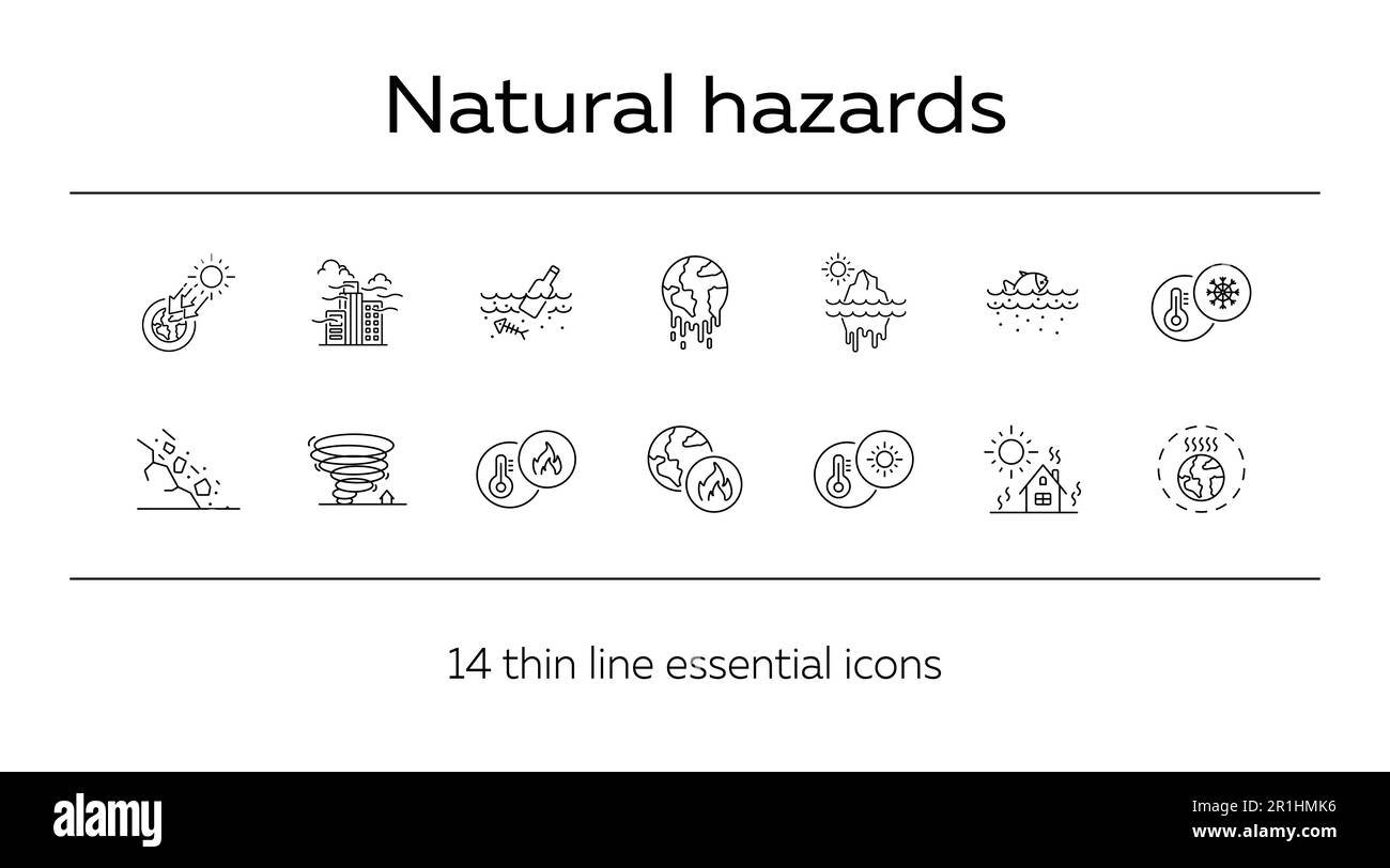 Icônes de risques naturels Illustration de Vecteur