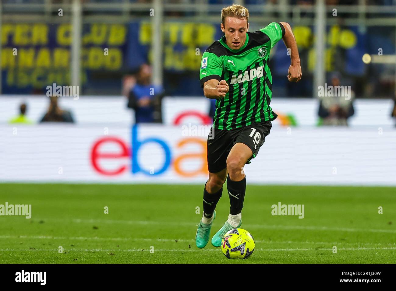 Milan, Italie. 13th mai 2023. Davide Frattesi de l'US Sassuolo en action pendant la série Un match de football 2022/23 entre le FC Internazionale et l'US Sassuolo au stade Giuseppe Meazza. Score final: Inter 4:2 Sassuolo. Crédit : SOPA Images Limited/Alamy Live News Banque D'Images