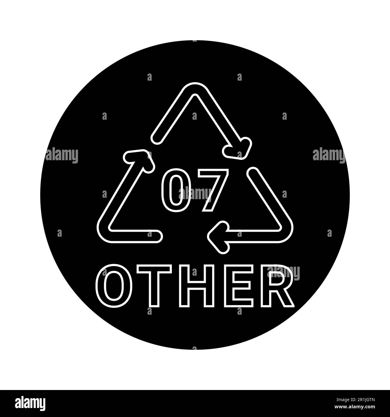 Code de recyclage plastique 07 icône autre ligne. Code de consommation. Contour modifiable. Illustration de Vecteur