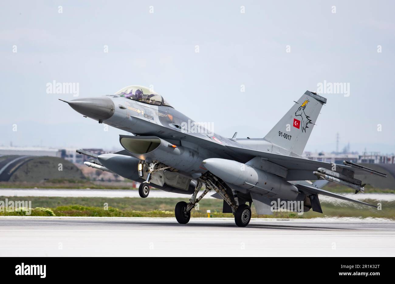 F-16C bloc 40 Faucon de combat décollage Konya Anatolie Eagle exercices (91-0017) de 191 Filo Ceylan 'gazelle ' basé à Konya 3. Jet principal 132. squat Banque D'Images