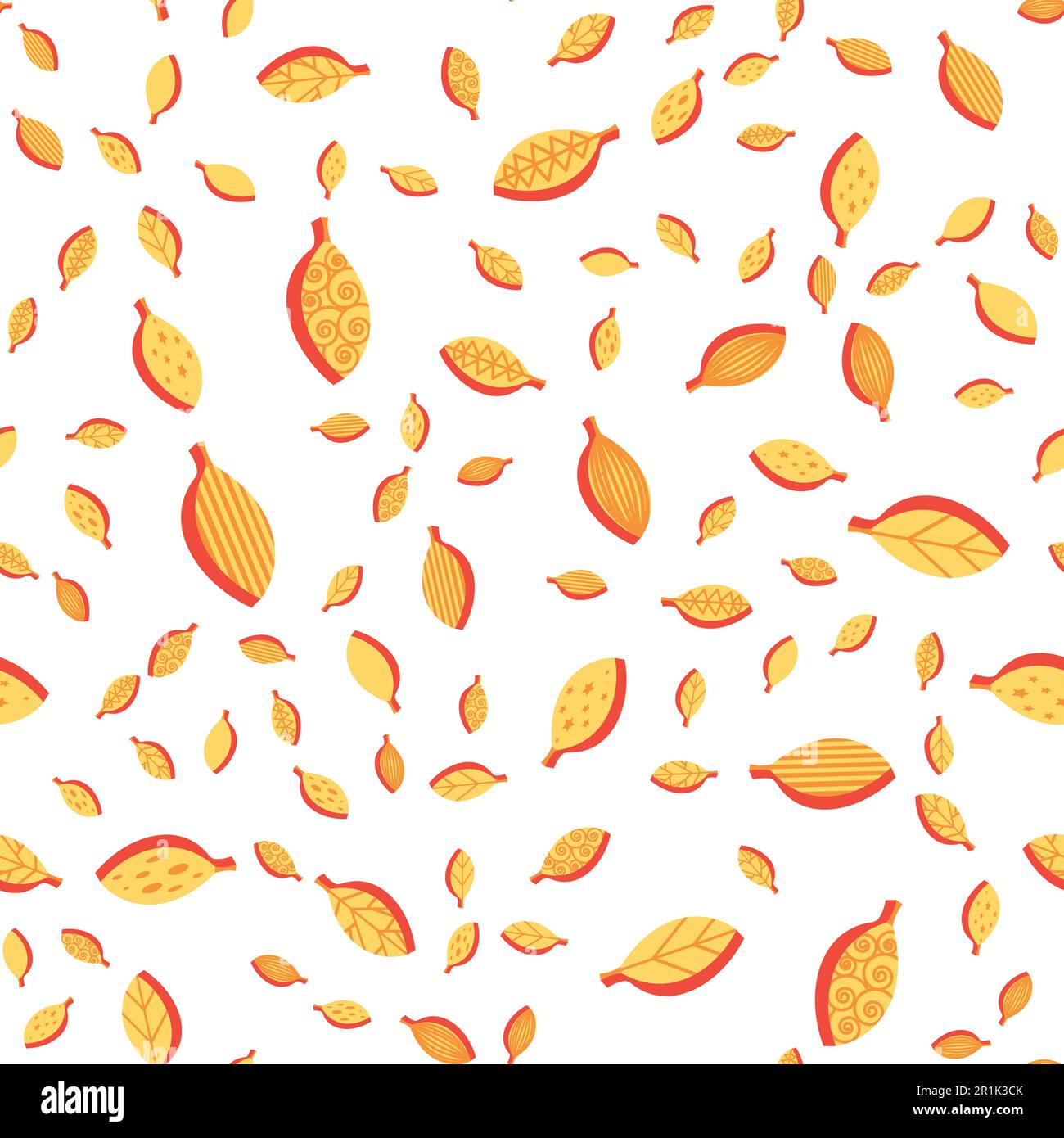 La chute stylisée laisse un motif vectoriel sans couture. Orange automne fleuri feuillage tombant fond Illustration de Vecteur