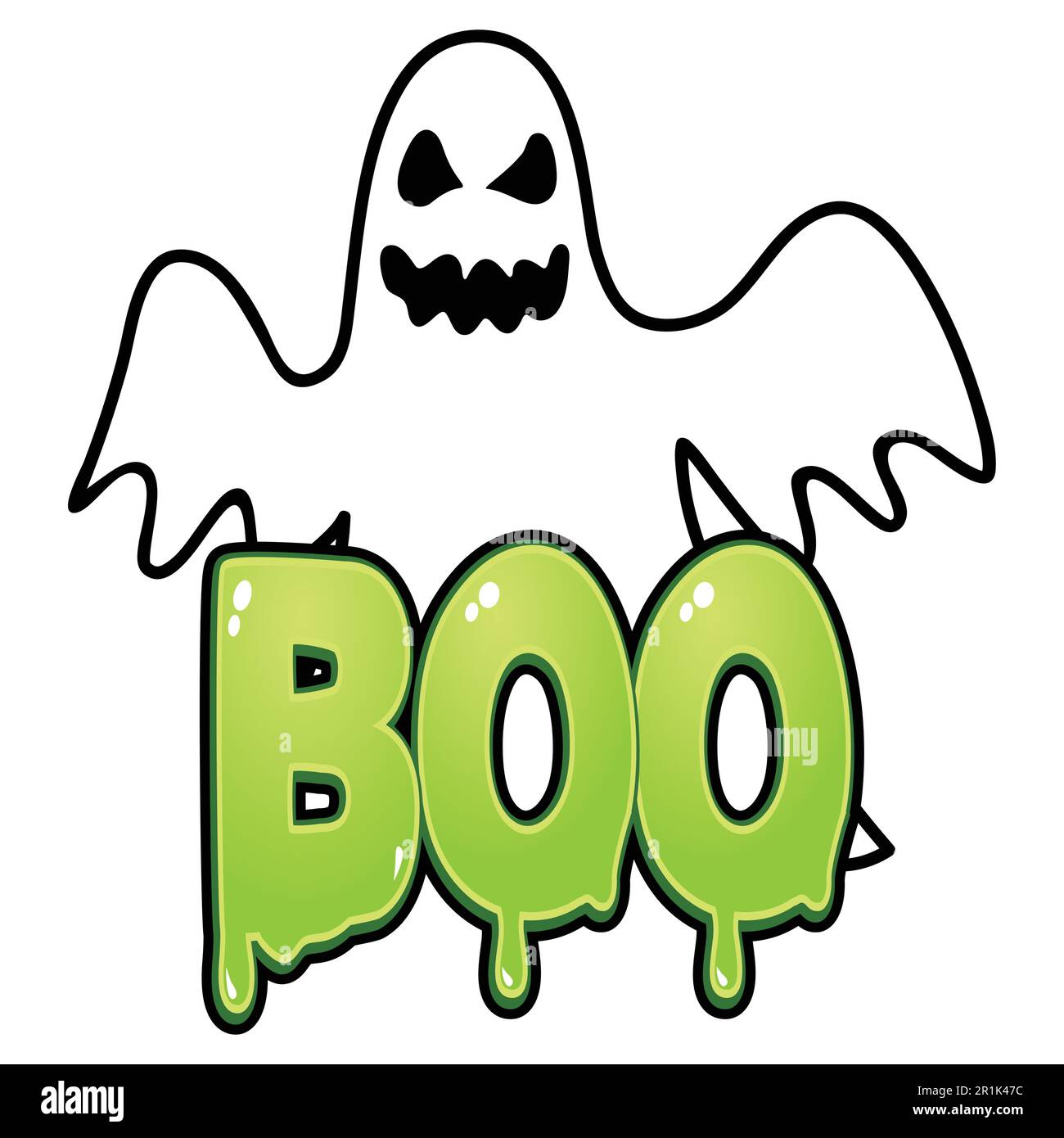 Illustration de dessin animé d'un fantôme avec un texte de type « boo » Illustration de Vecteur