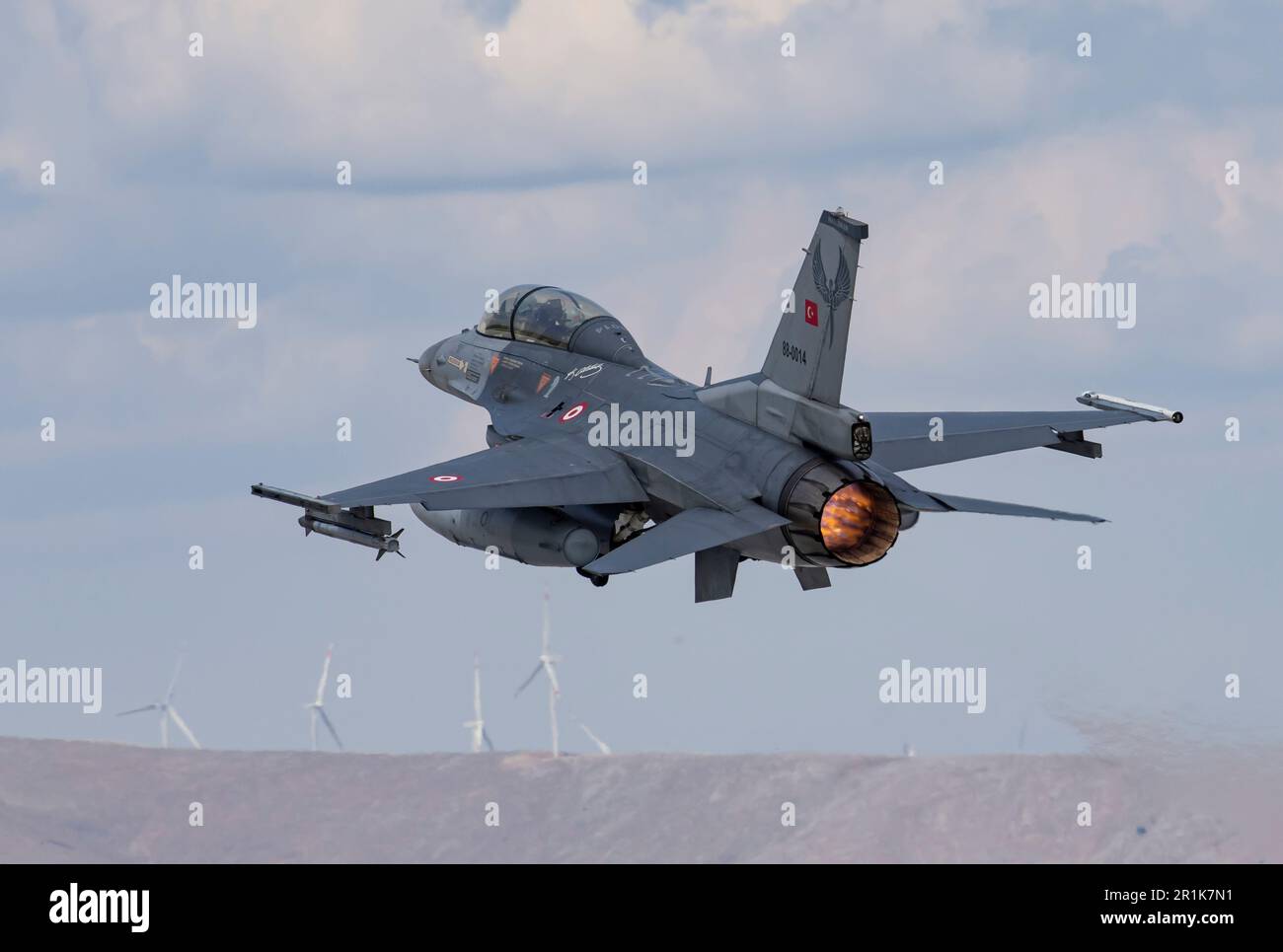 F-16D Faucon de combat de décollage Konya Anatolian Eagle exercices (88-0014) de 191 Filo Hancer 'dagger' basé à Konya 3. Jet principal 132. escadron Banque D'Images