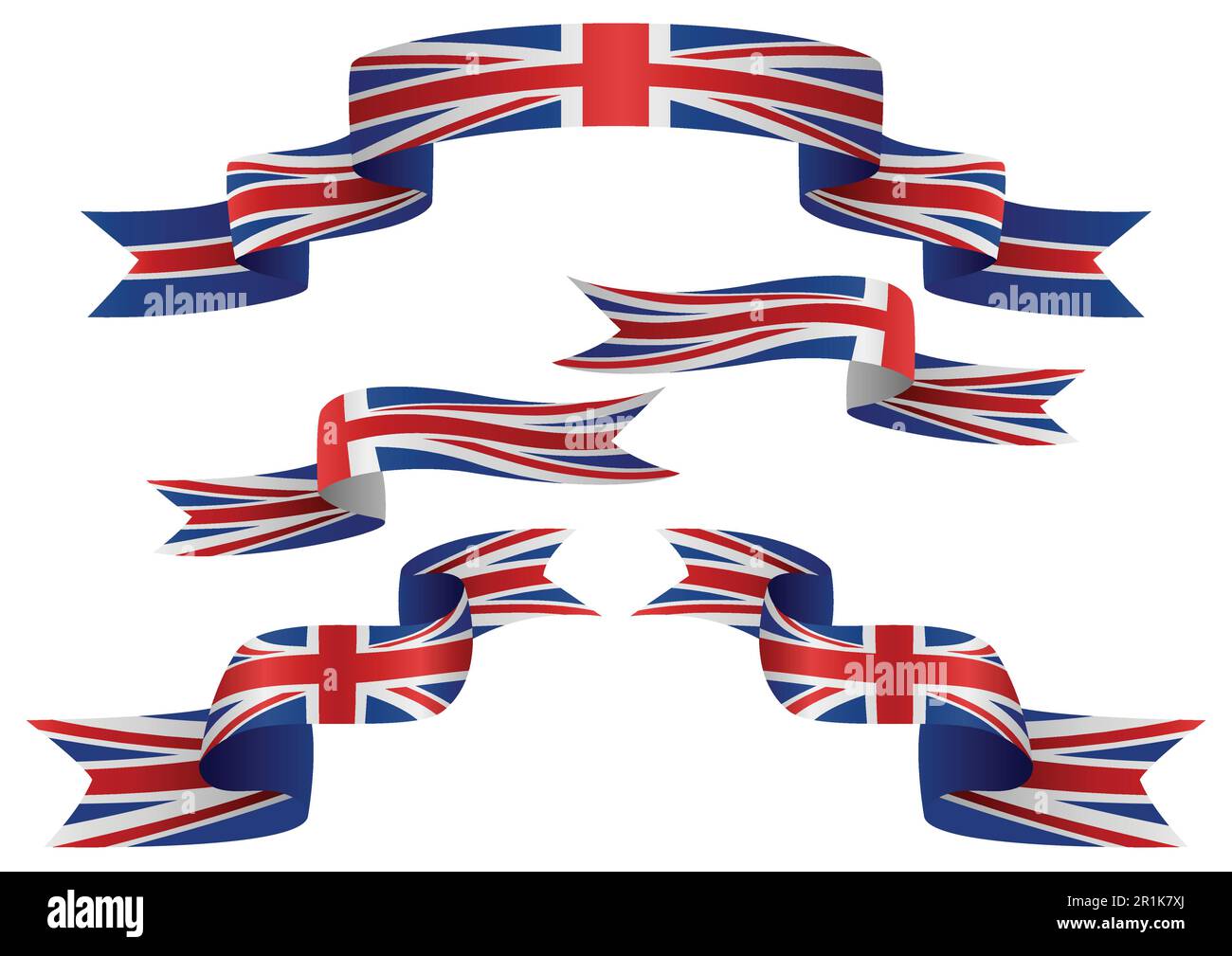 Ensemble d'insignes du Royaume-Uni sous différentes formes de rubans Illustration de Vecteur