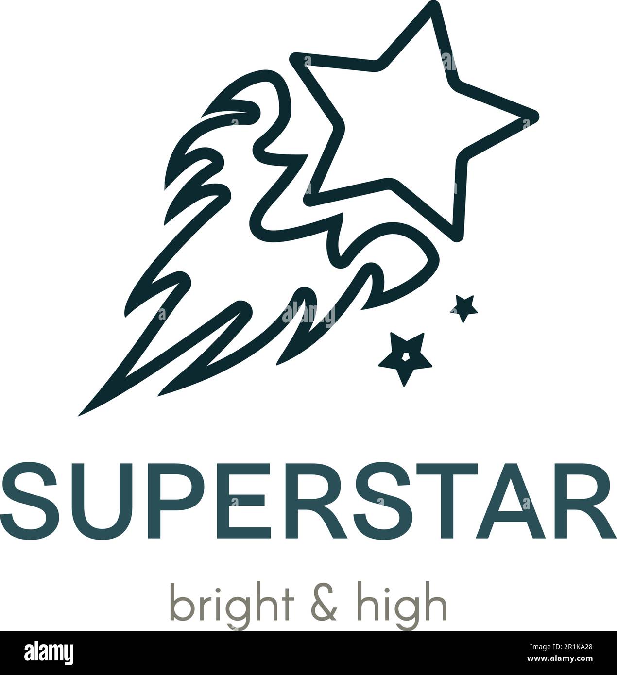 Logo Burning Star Flat Vector. Concept d'icône d'entreprise de comète numérique avec lettrage Illustration de Vecteur
