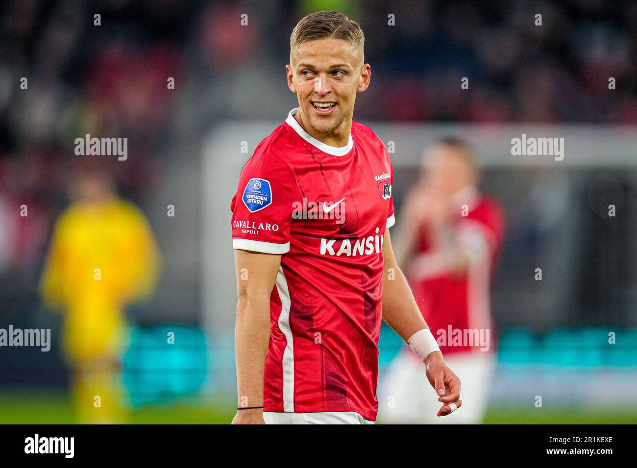 Alkmaar, pays-Bas. 14th mai 2023. ALKMAAR, PAYS-BAS - MAI 14: Jesper Karlsson d'AZ pendant le match néerlandais Eredivisie entre AZ et FC Emmen à l'AFAS Stadion sur 14 mai 2023 à Alkmaar, pays-Bas (photo de Patrick Goosen/Orange Pictures) crédit: Orange pics BV/Alay Live News Banque D'Images