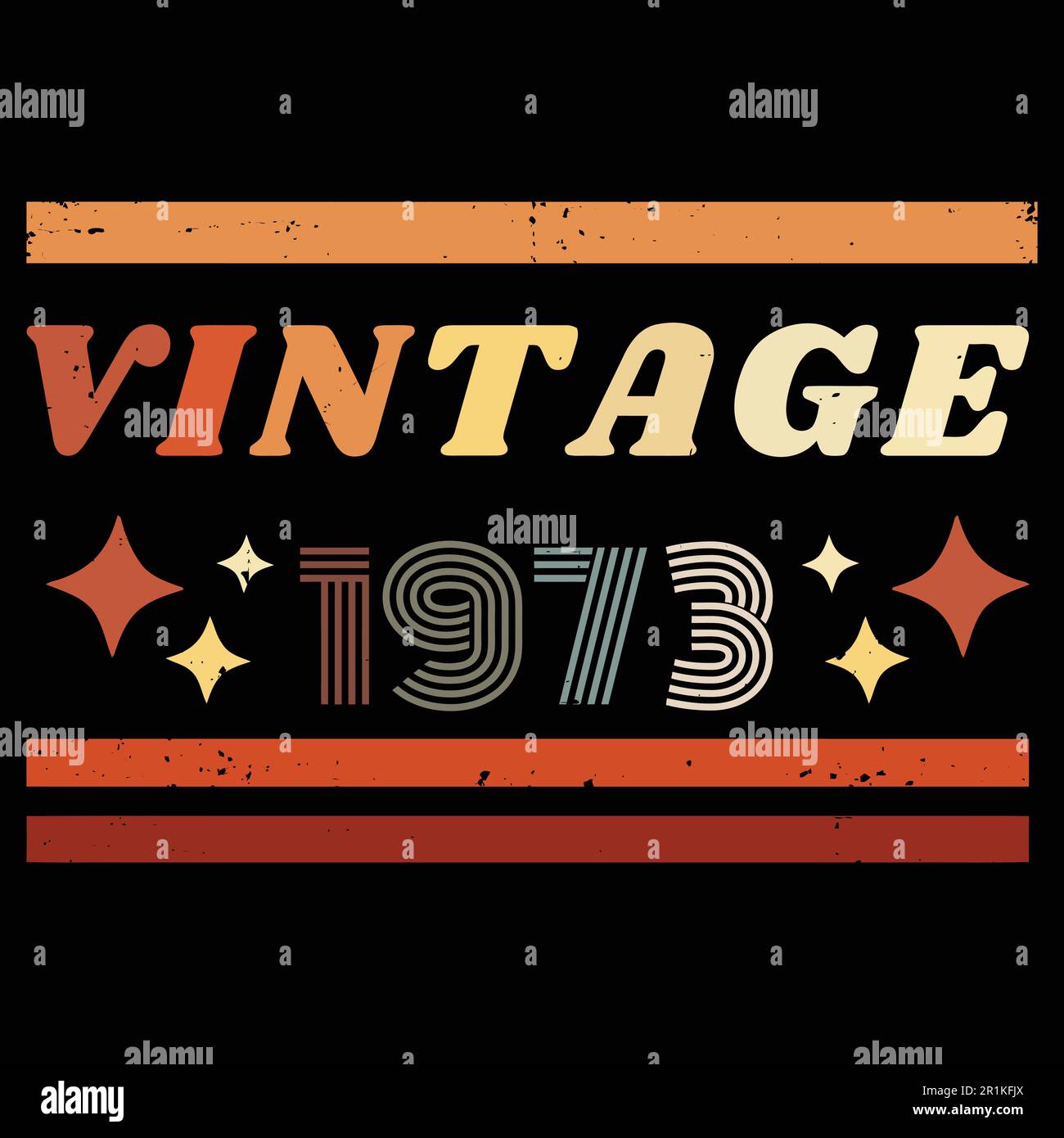 1973 t-shirts rétro aux couleurs vintage avec éléments vectoriels Illustration de Vecteur
