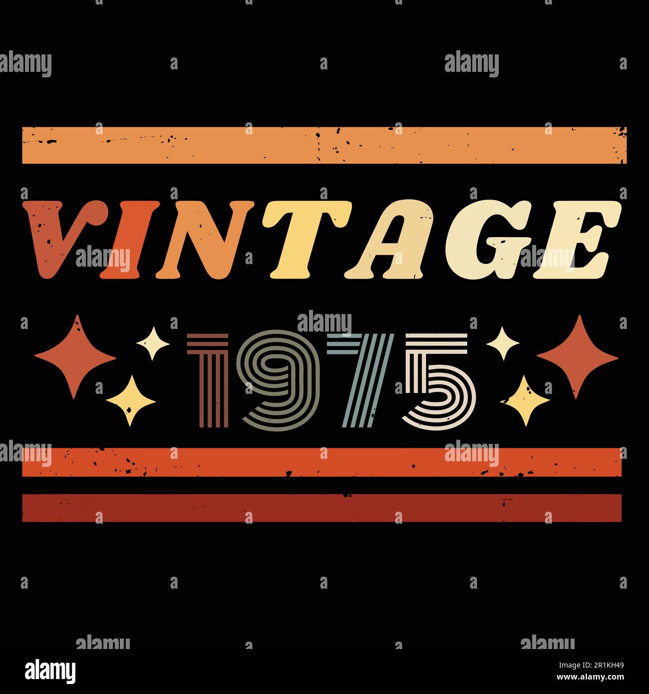 1975 vintage rétro coloré t-shirt design avec des éléments vectoriels Illustration de Vecteur