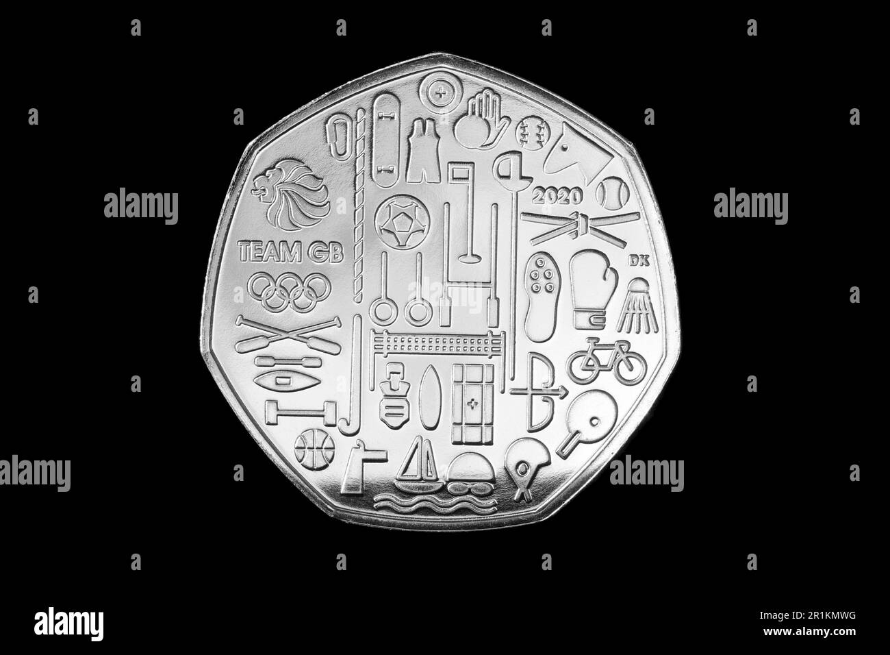 Pièce de 2021 50p avec les athlètes Team GB Banque D'Images