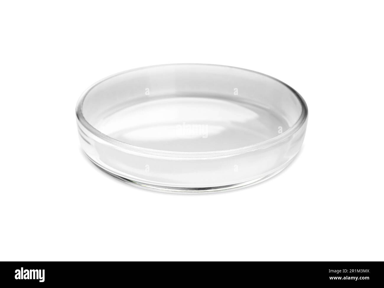 Boîte de Petri en verre vide isolée sur blanc Banque D'Images