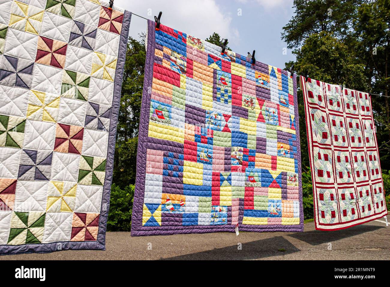 Sevierville Tennessee, Dumplin Valley Quilts & Crafts, couvertures de motifs textiles suspendues, Banque D'Images